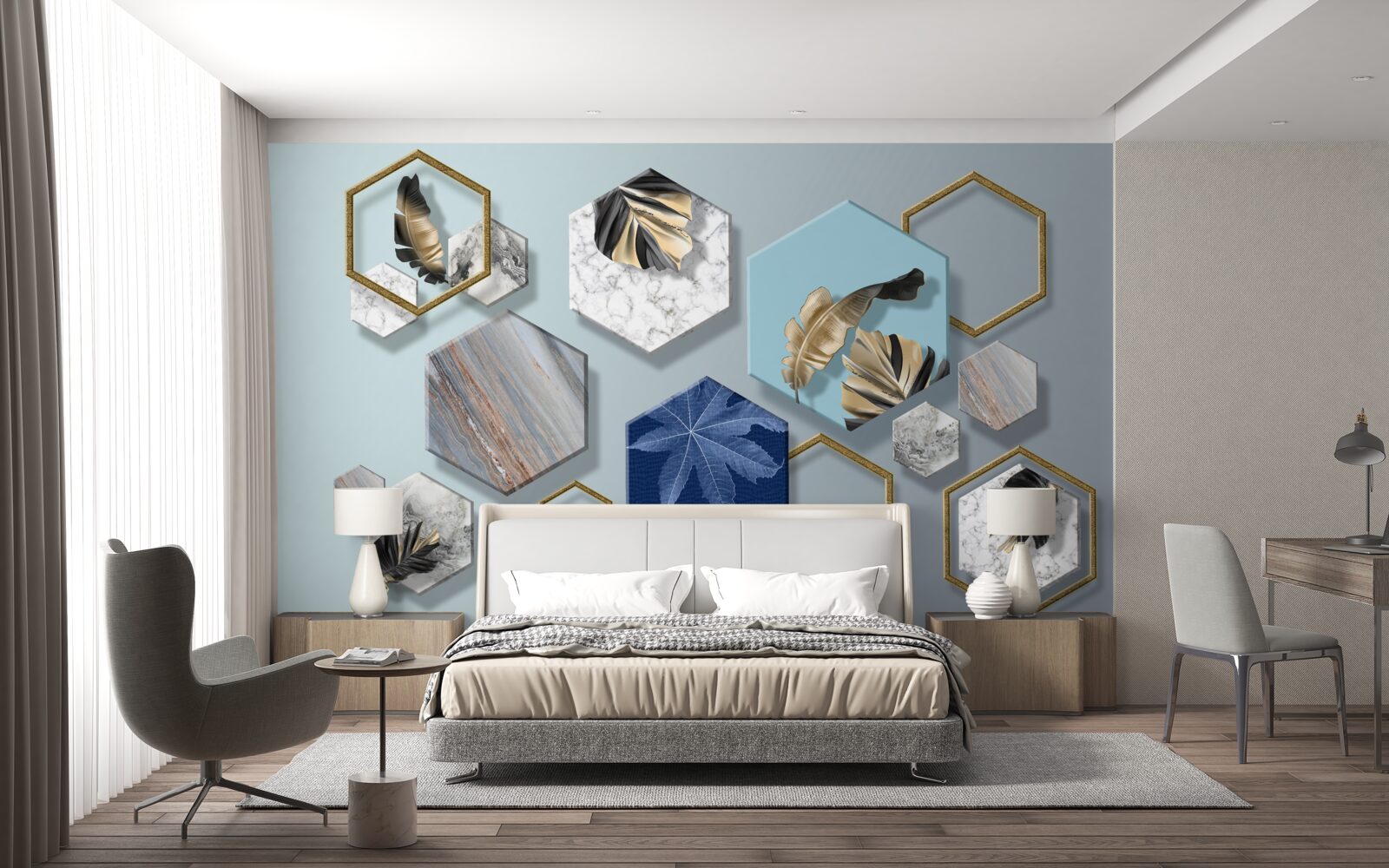 Fototapeta sześciokąty o różnej zawartości