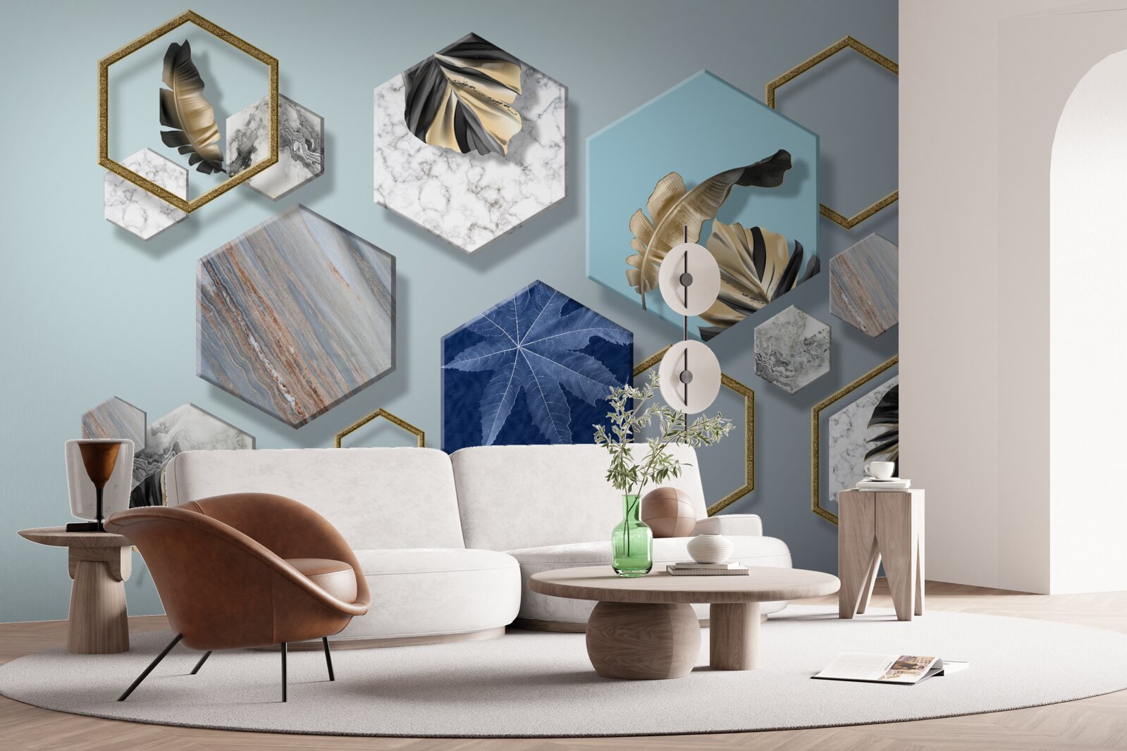 Fototapeta sześciokąty o różnej zawartości