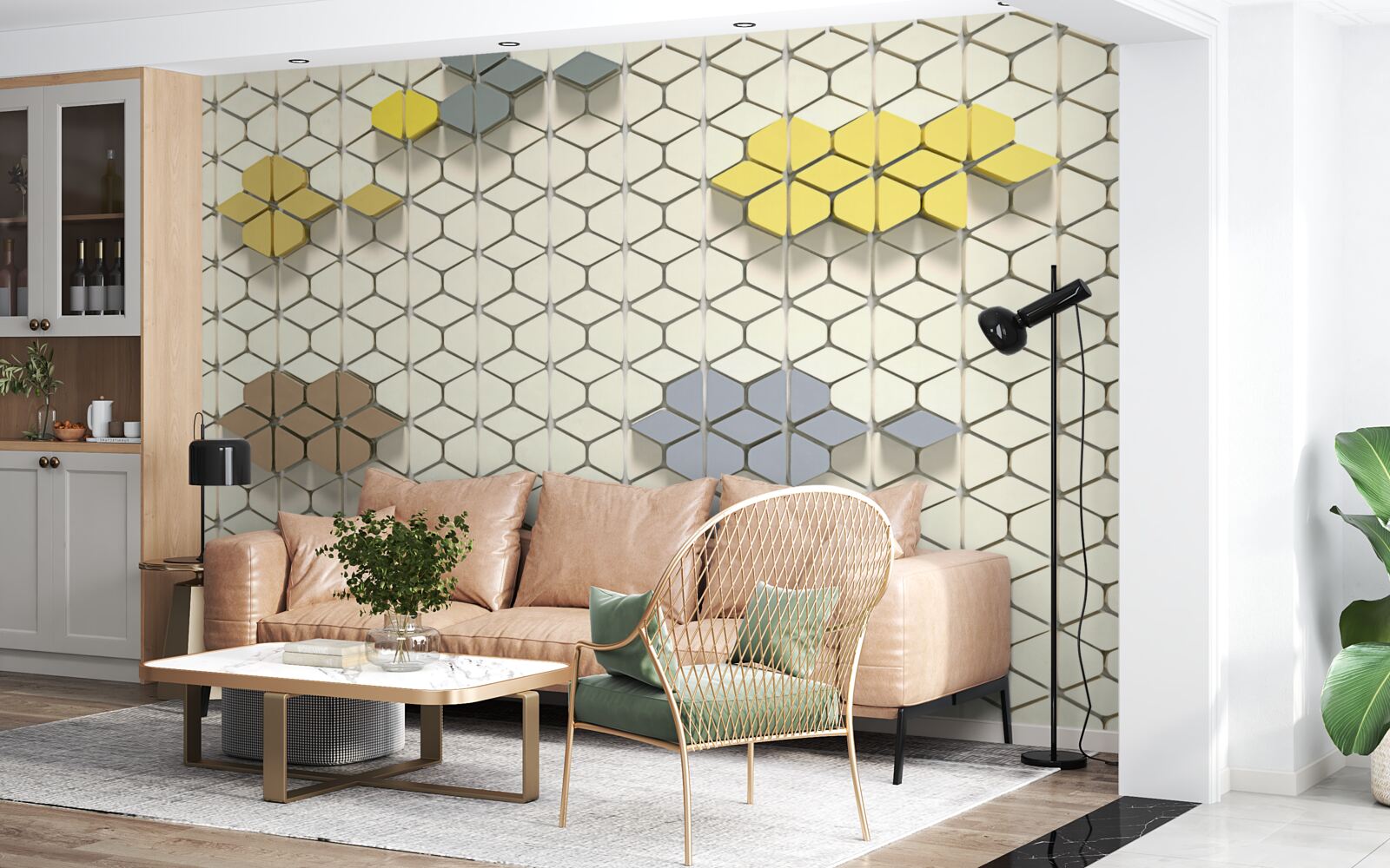 Fototapeta jasna kratka z wielokolorowymi elementami