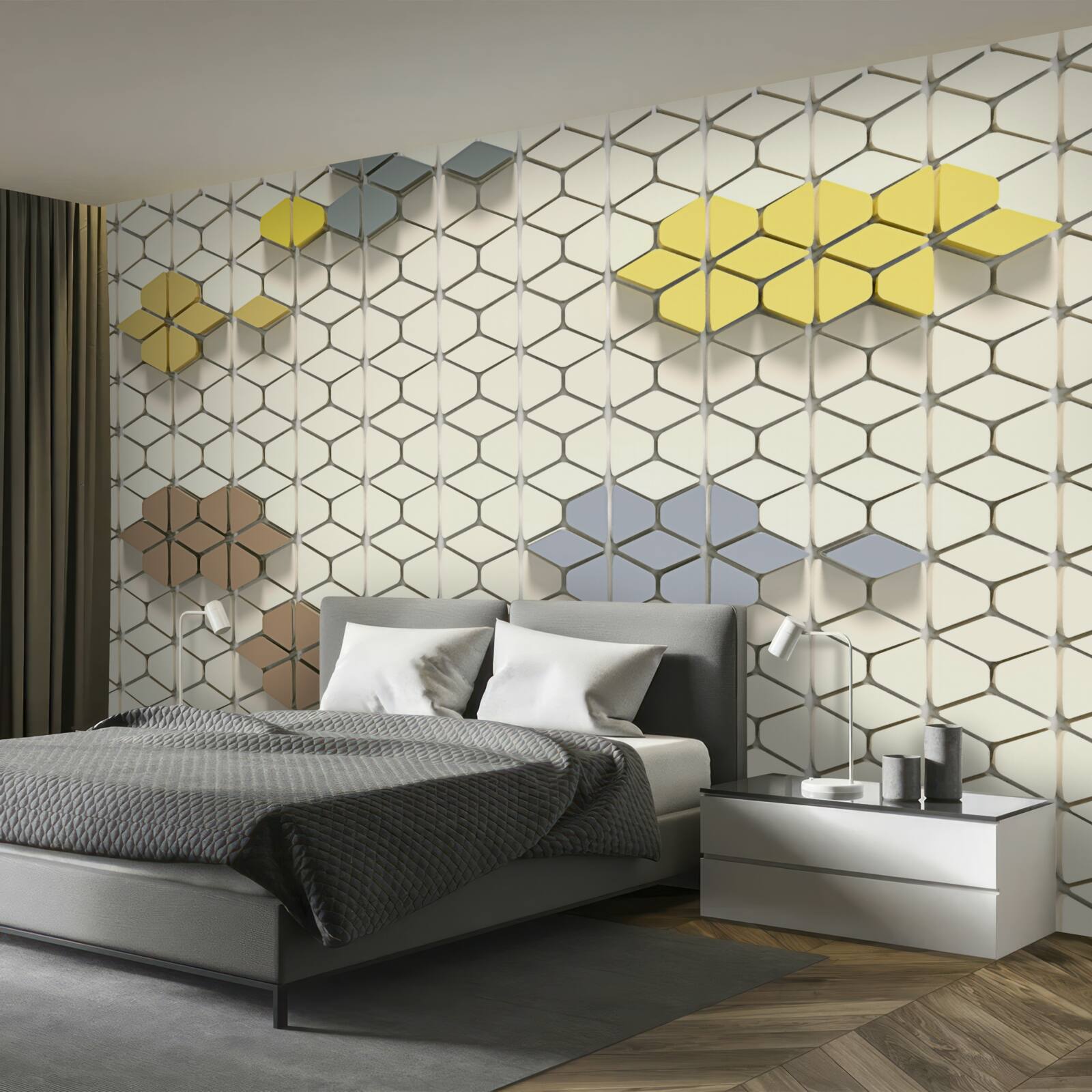 Fototapeta jasna kratka z wielokolorowymi elementami