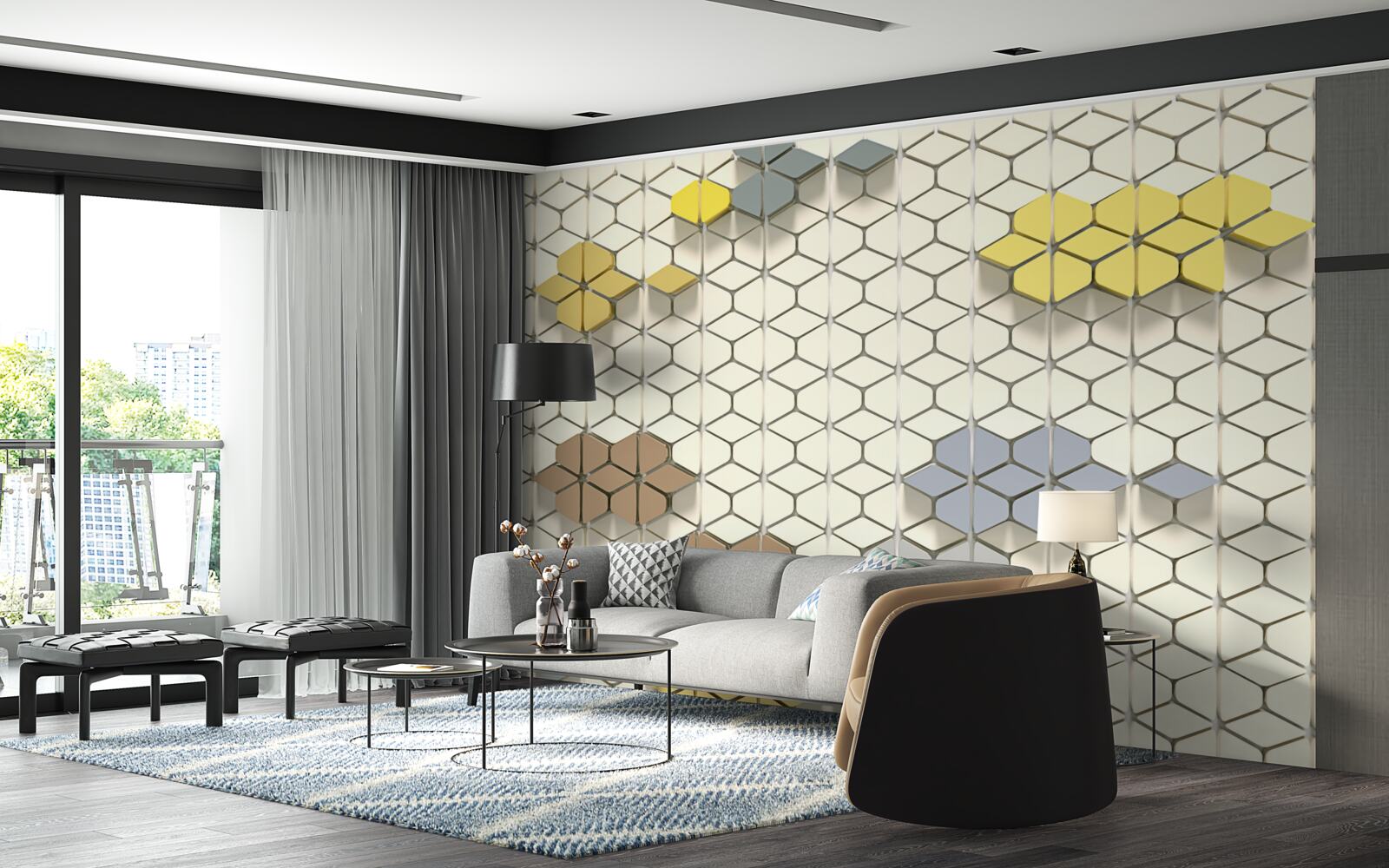 Fototapeta jasna kratka z wielokolorowymi elementami