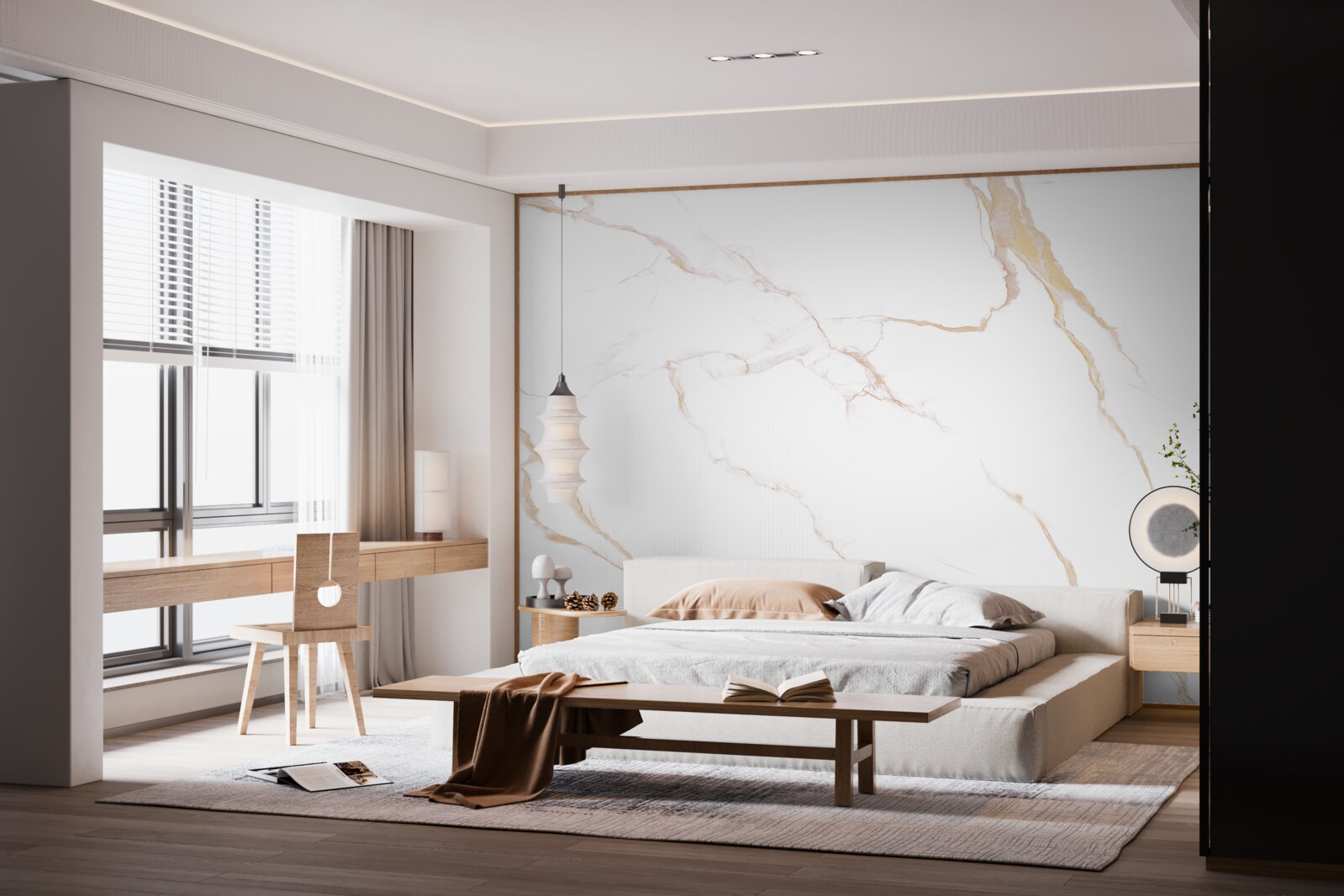 Fototapeta z marmurem w odcieniach bieli i beżu