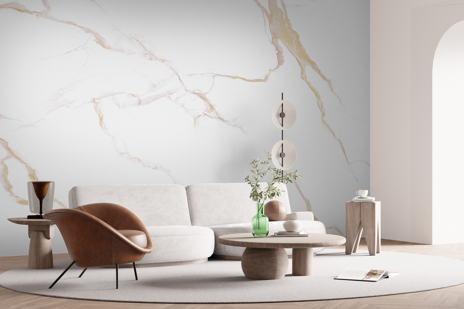 Fototapeta z marmurem w odcieniach bieli i beżu