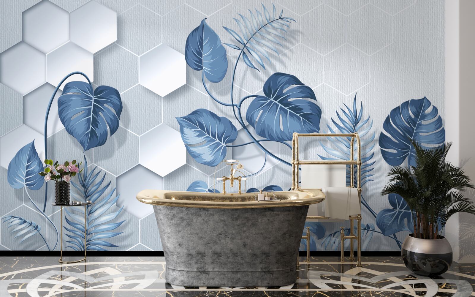 Fototapeta niebieskie liście