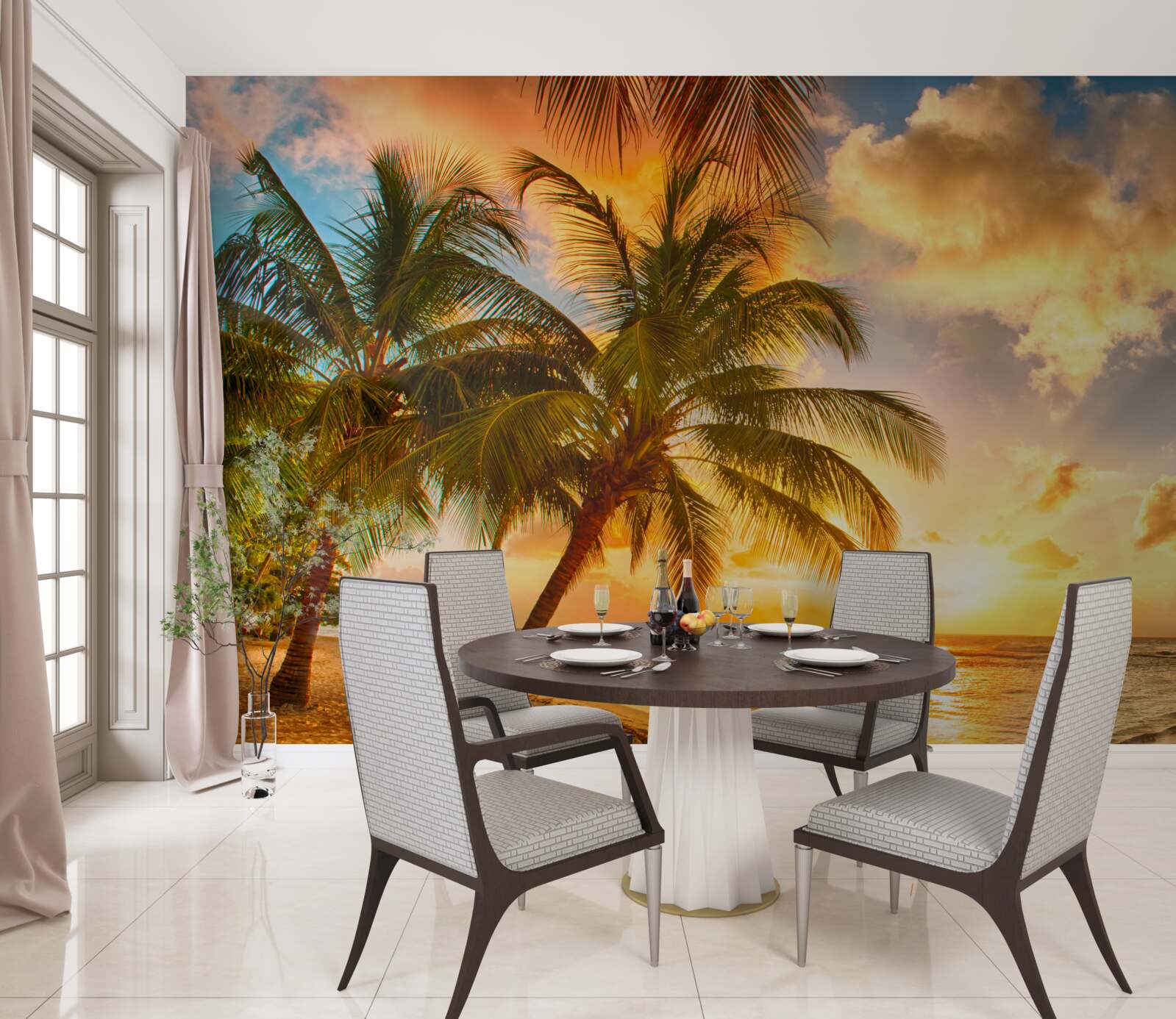 Fototapeta słońce zachodzi nad oceanem