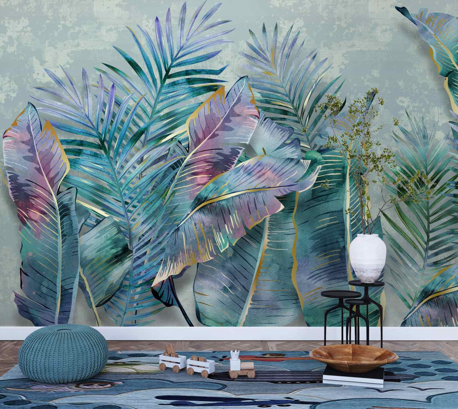 Fototapeta z odcieniami fioletowych liści