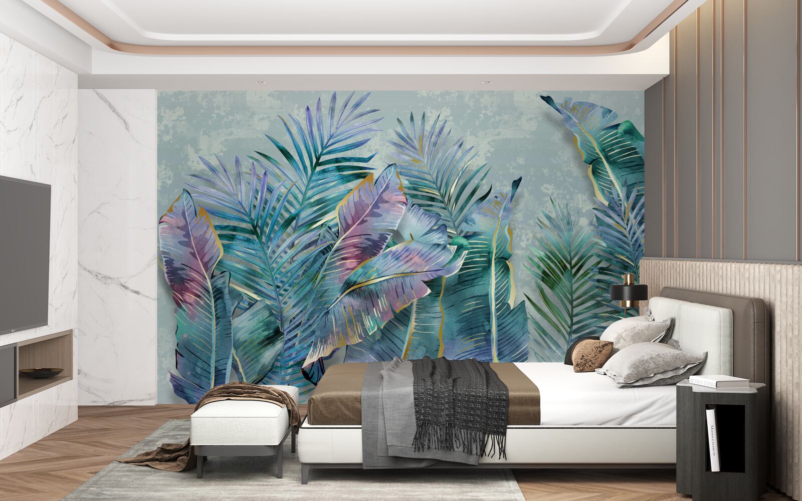 Fototapeta z odcieniami fioletowych liści