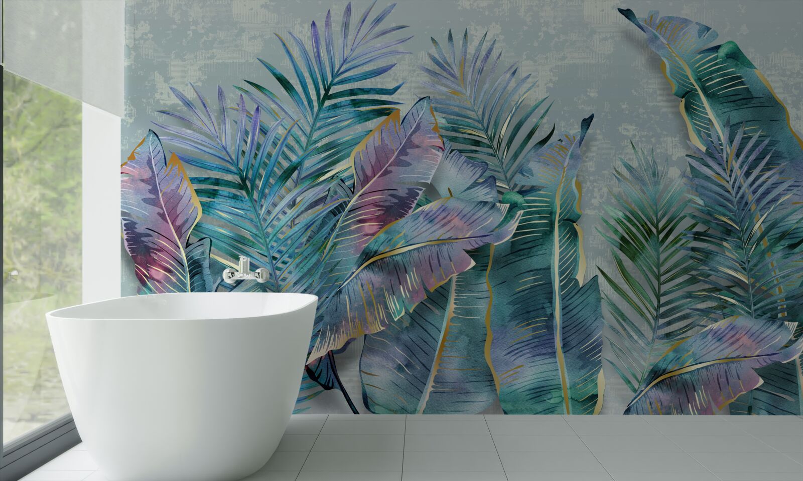 Fototapeta z odcieniami fioletowych liści