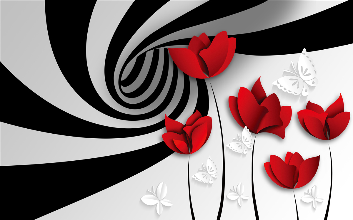 Fototapeta tunel i szkarłatne pąki