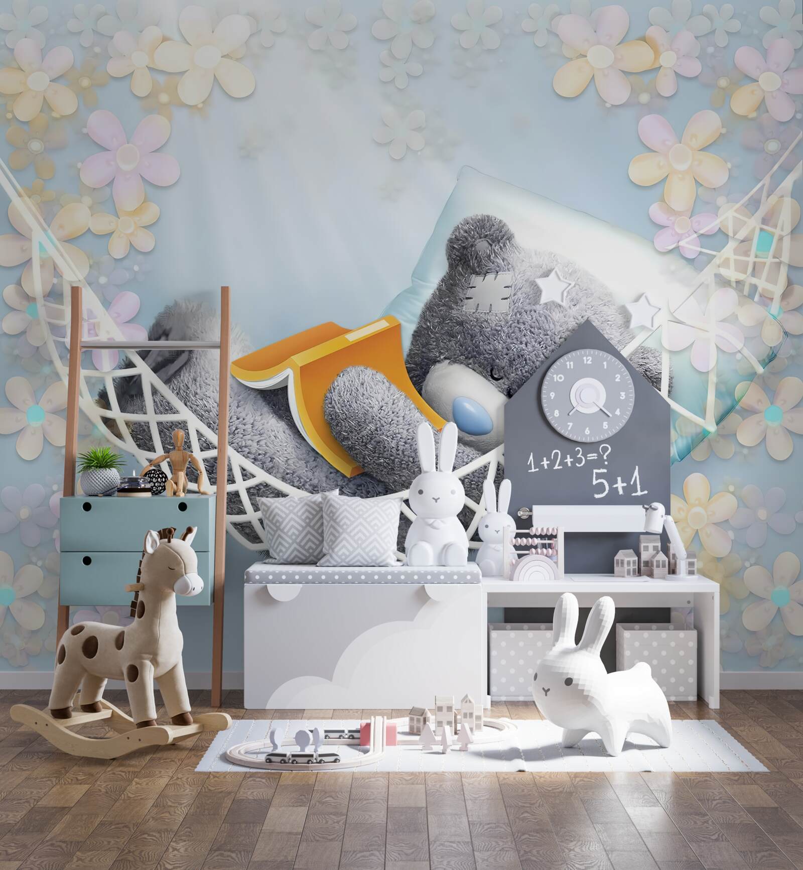 Fototapeta miś siedzi w hamaku