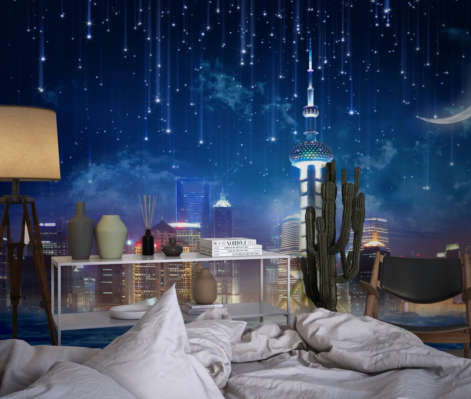 Fototapeta meble w kolorze niebieskim i fioletowym