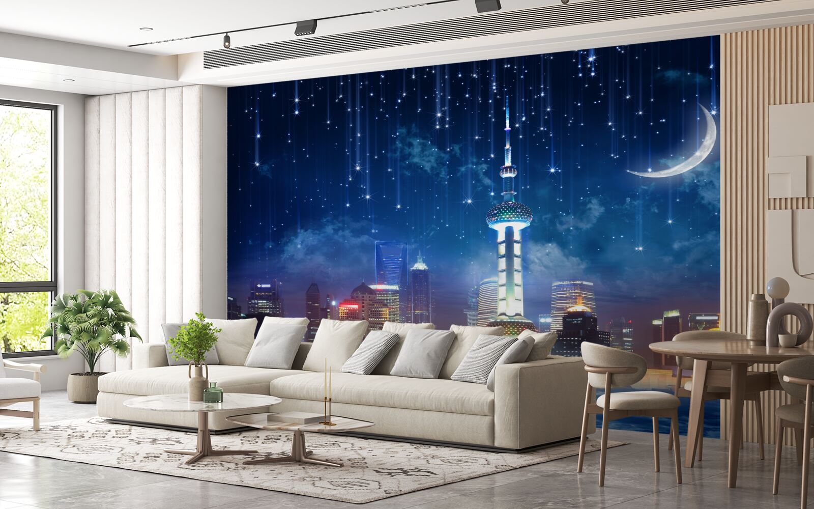 Fototapeta meble w kolorze niebieskim i fioletowym