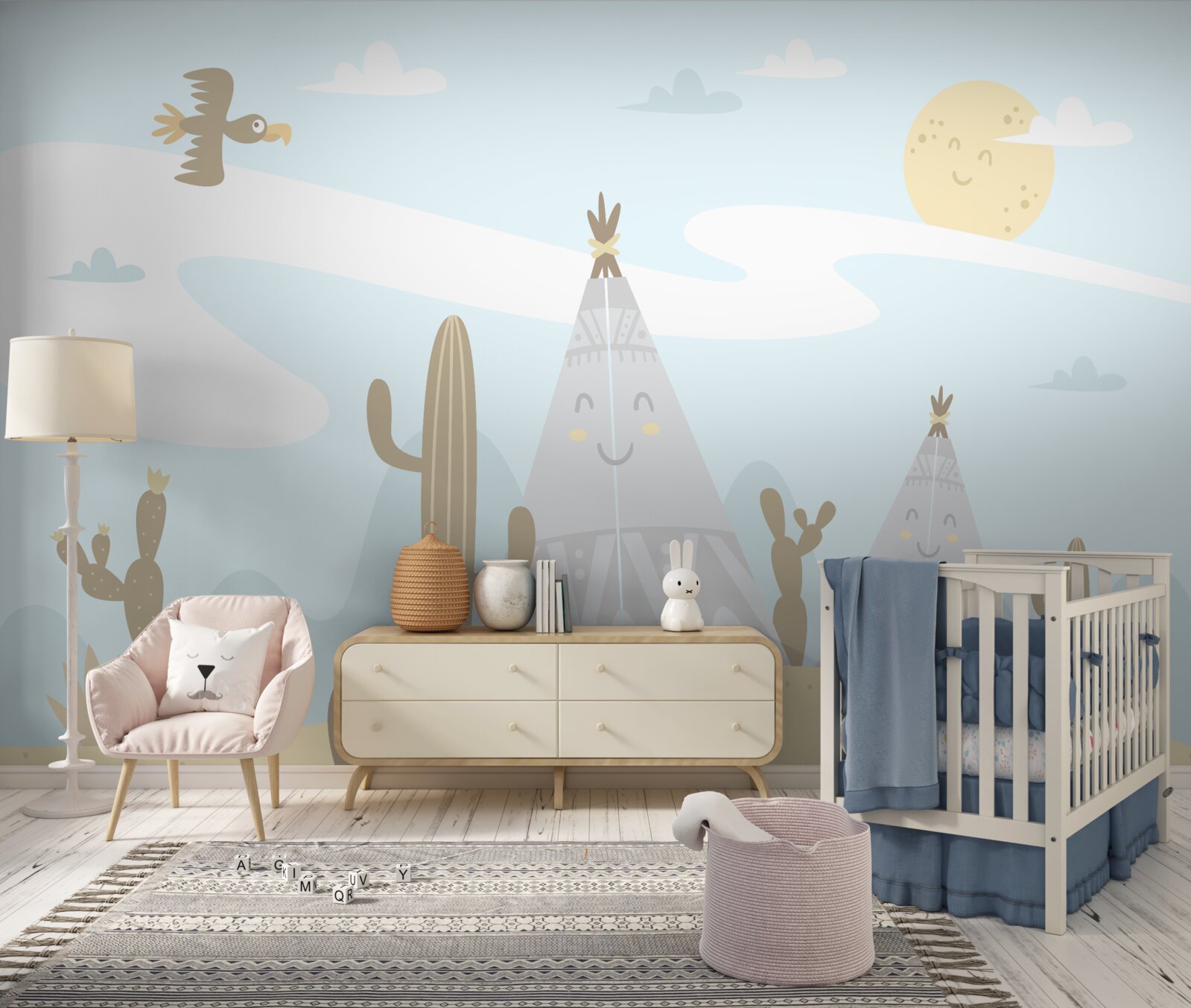 Fototapeta suchy obszar z kolczastymi roślinami