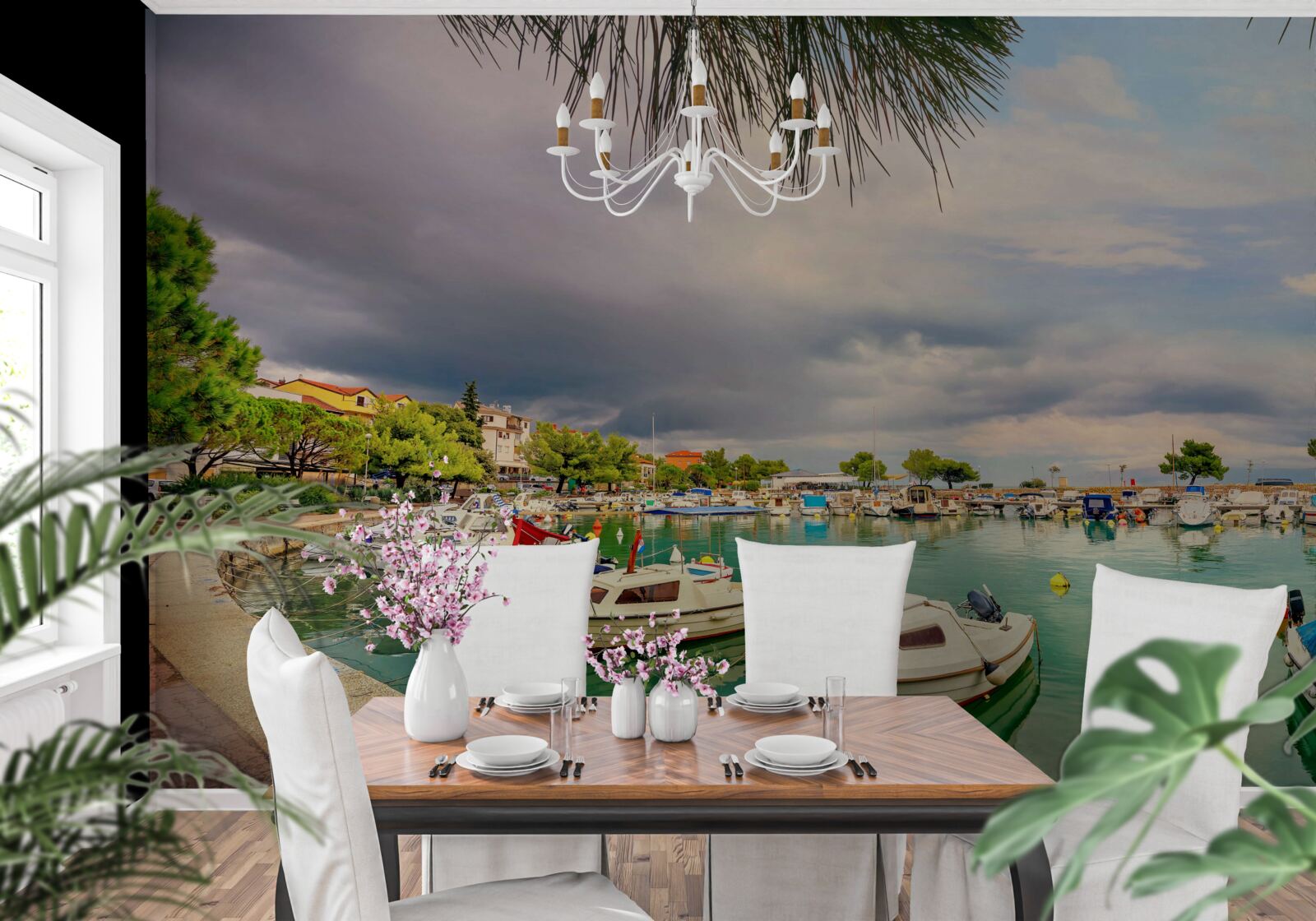 Fototapeta spokojny port z żaglówkami