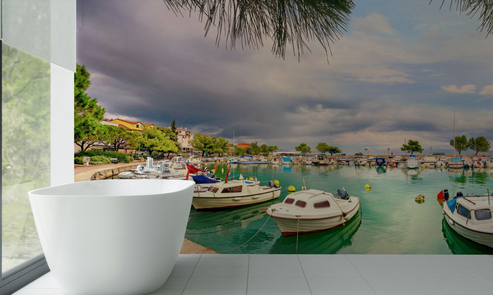 Fototapeta spokojny port z żaglówkami