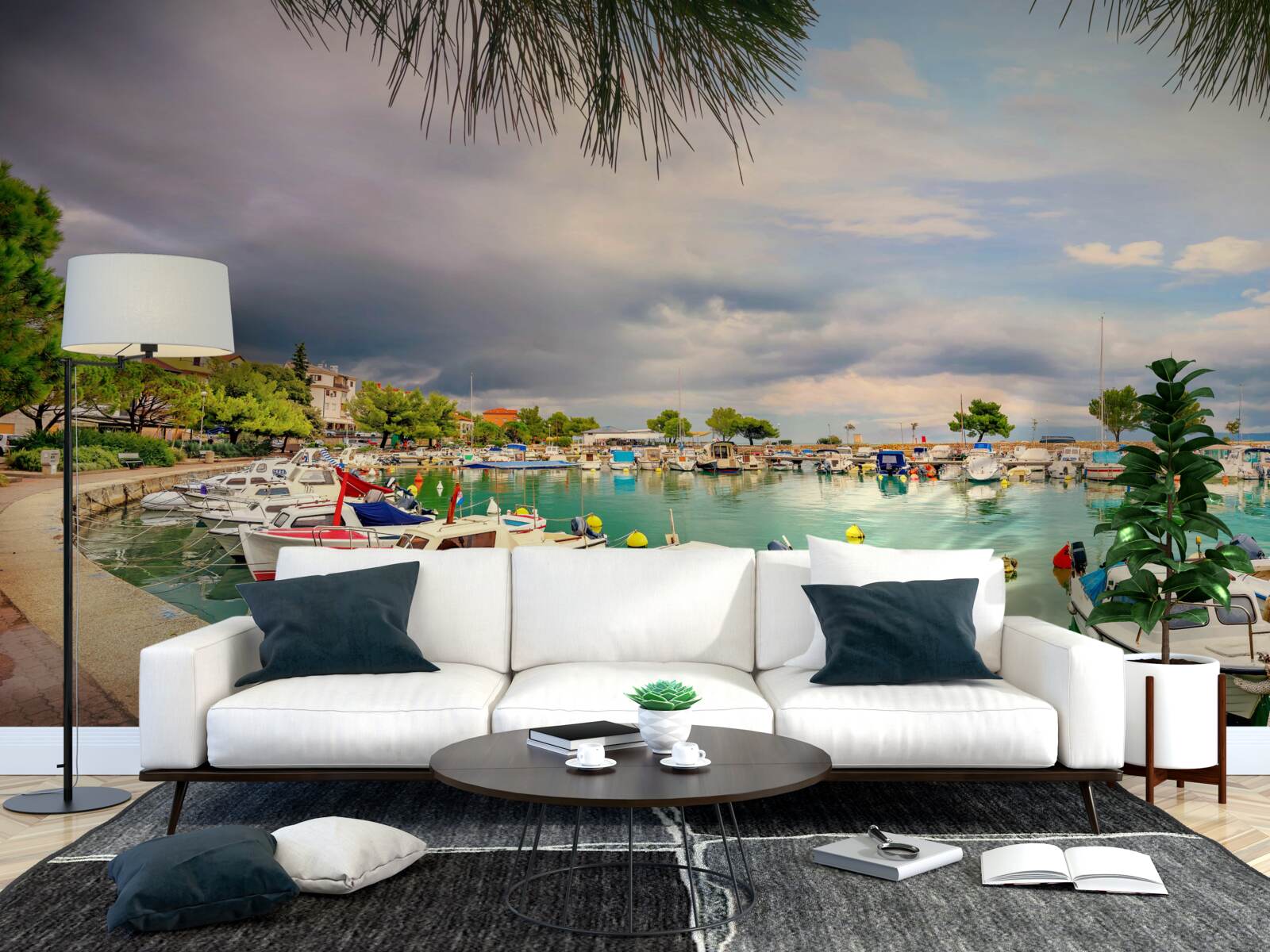 Fototapeta spokojny port z żaglówkami