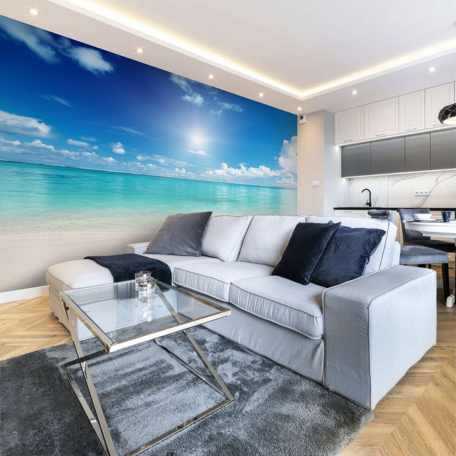 Fototapeta spokojna woda w pobliżu piaszczystego brzegu