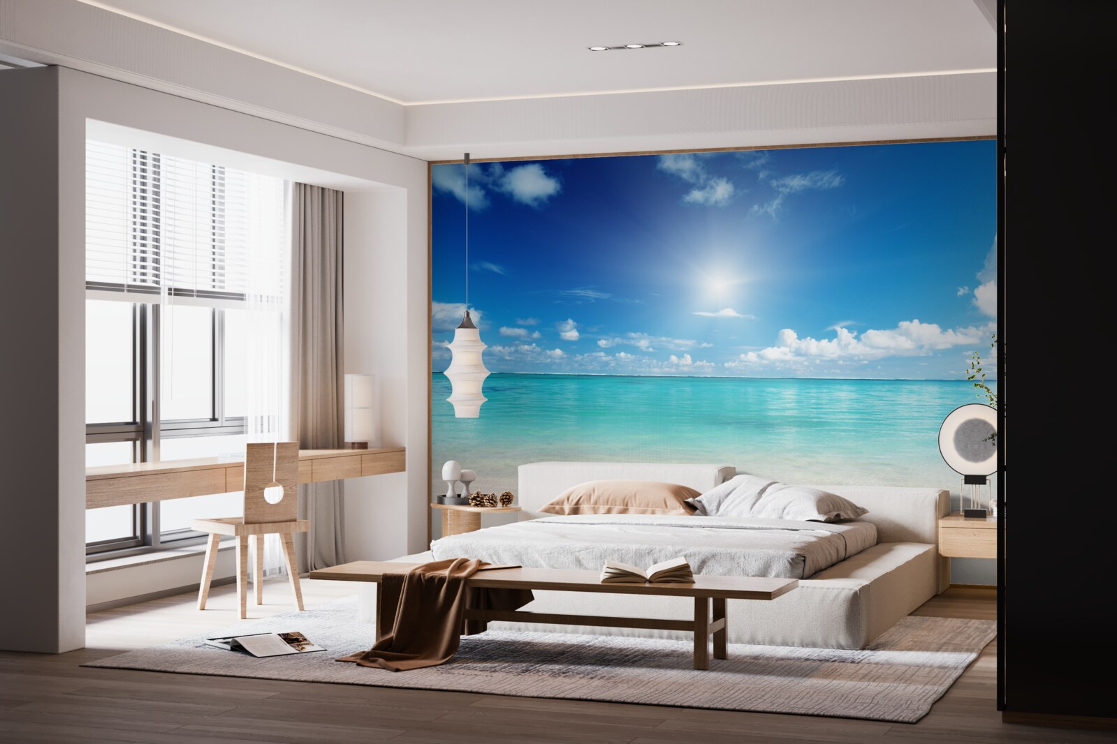 Fototapeta spokojna woda w pobliżu piaszczystego brzegu