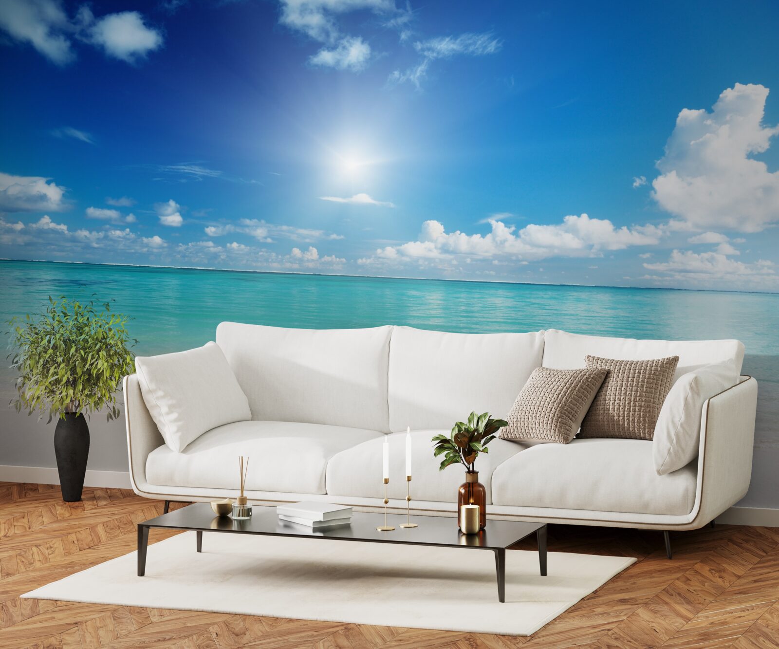 Fototapeta spokojna woda w pobliżu piaszczystego brzegu