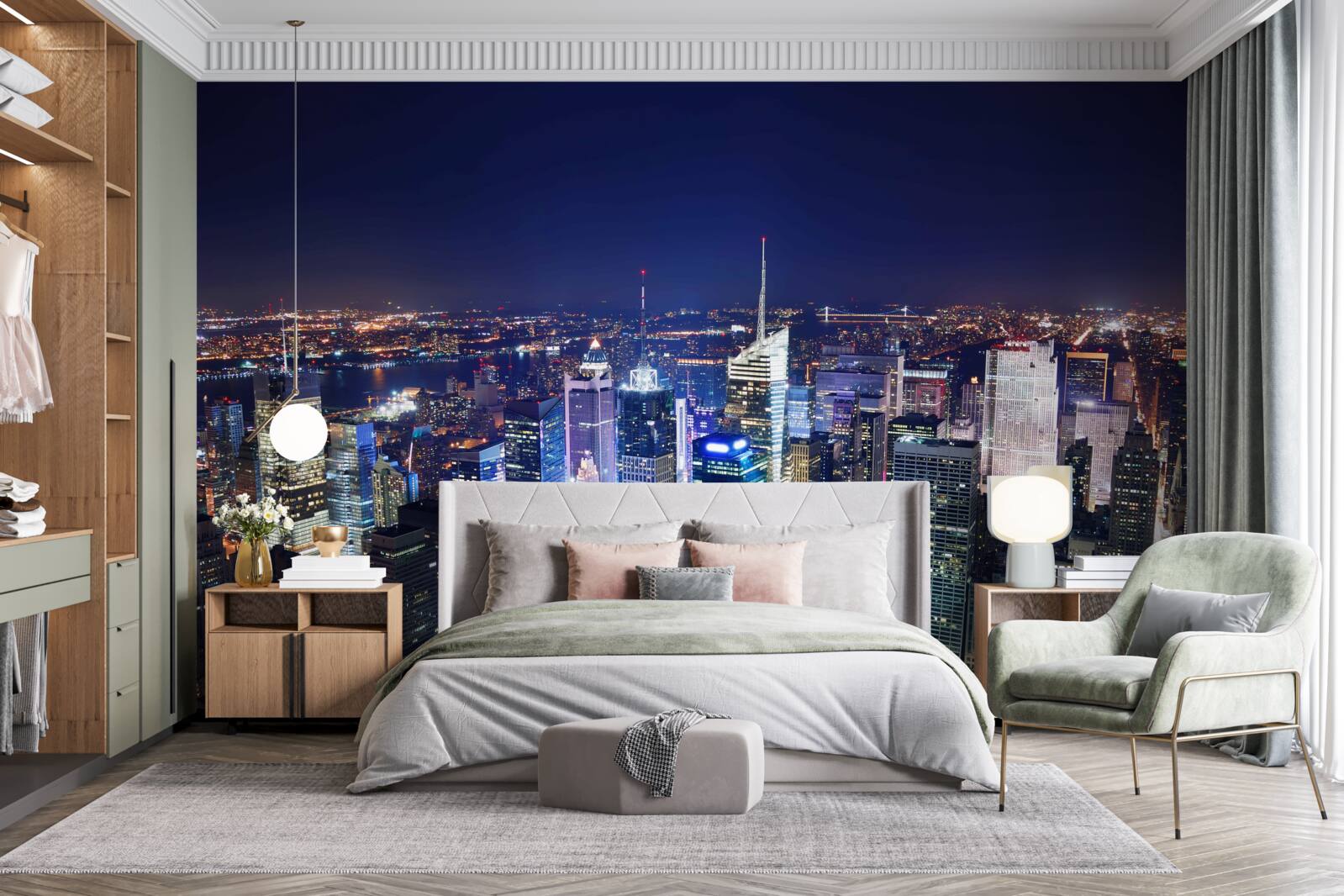 Fototapeta świecące światła nocnego miasta