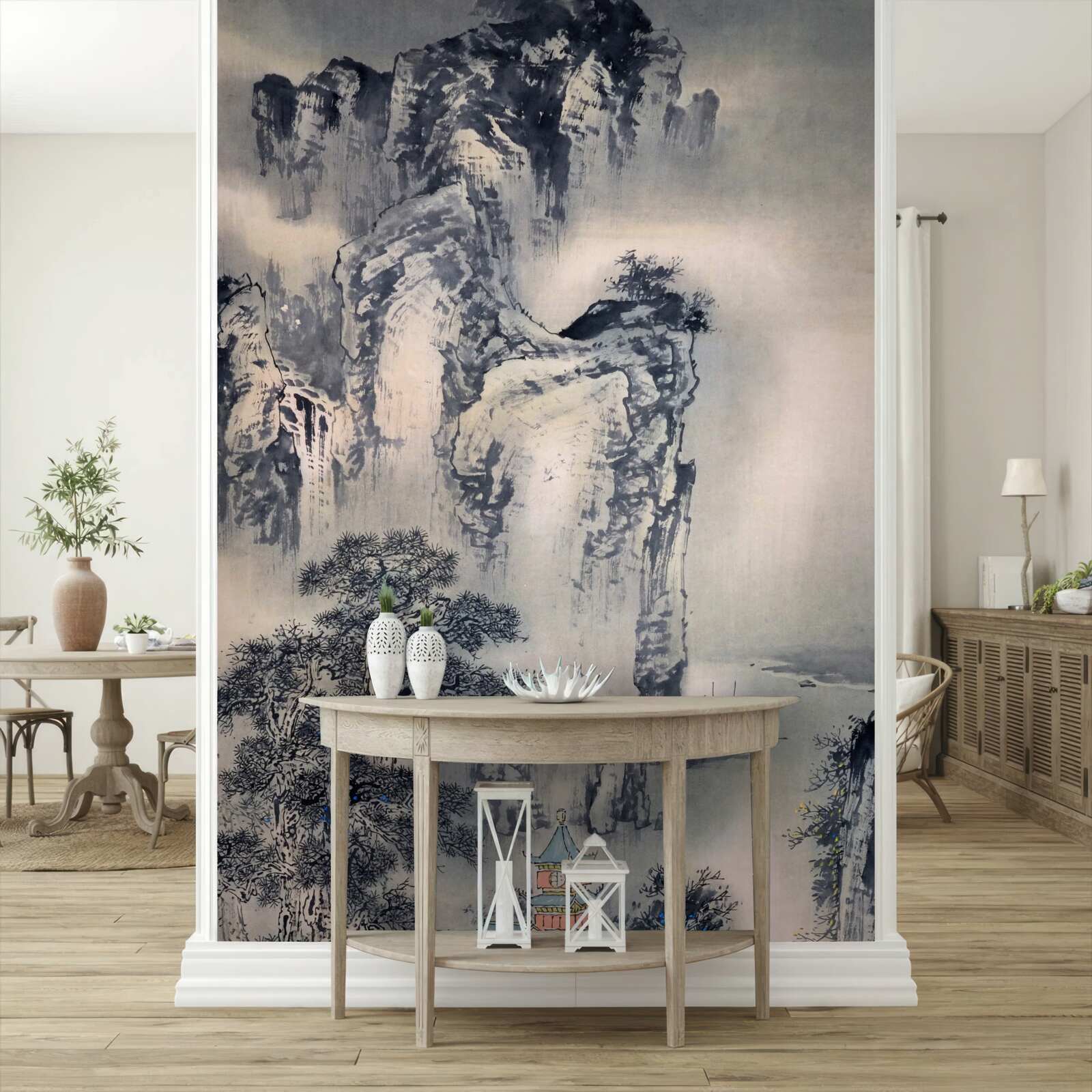 Fototapeta wysokie drzewa i góry to abstrakcje