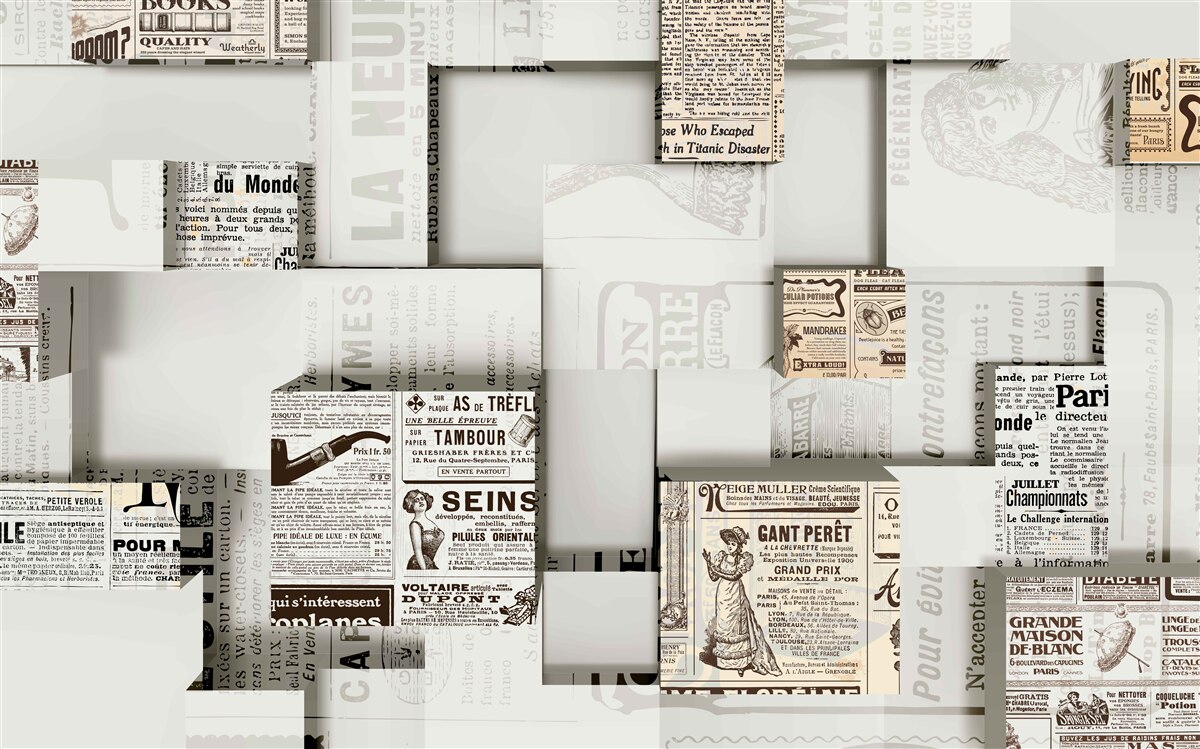 Fototapeta abstrakcja z pudełek po gazetach na półkach