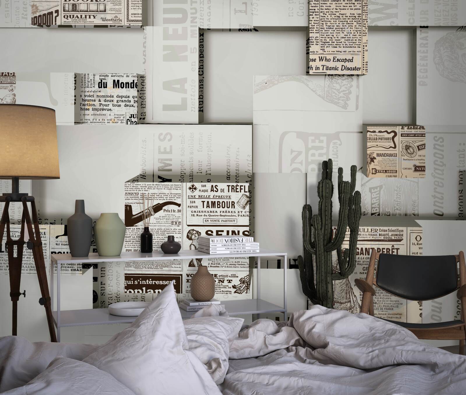 Fototapeta abstrakcja z pudełek po gazetach na półkach