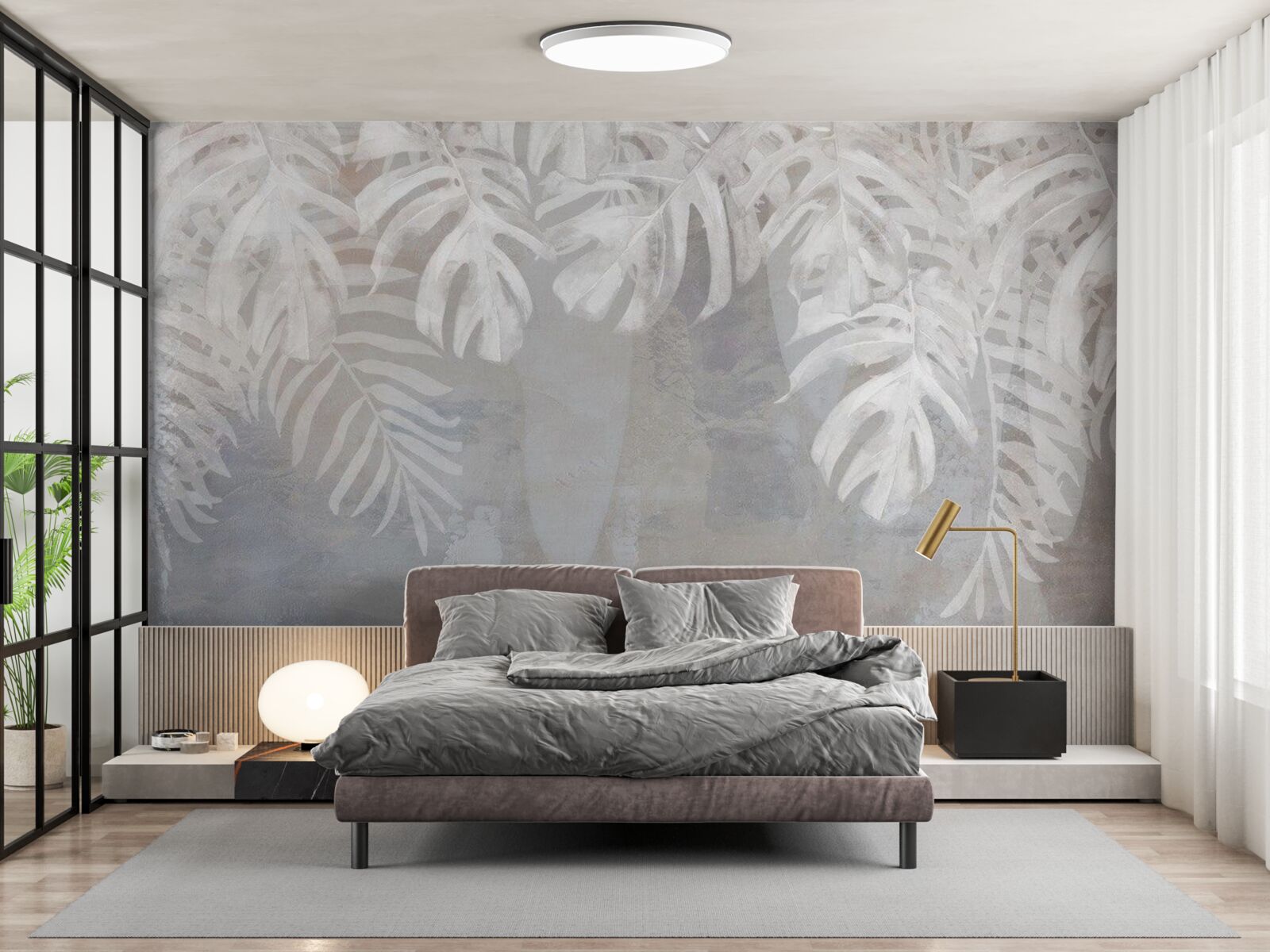 Fototapeta białe liście palmowe