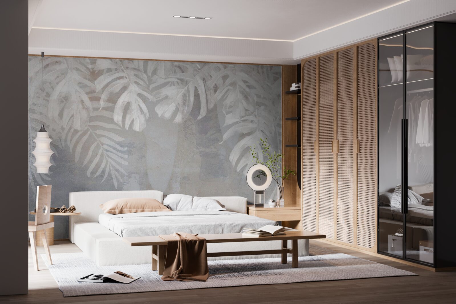 Fototapeta białe liście palmowe