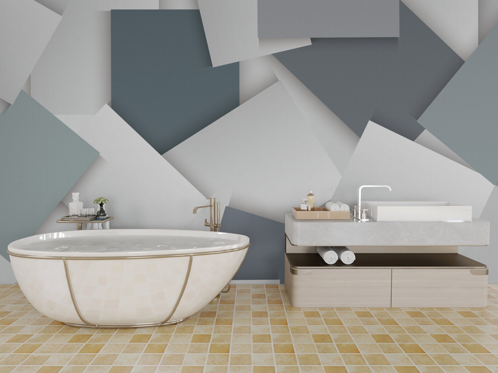 Fototapeta kwadraty są białe i szare