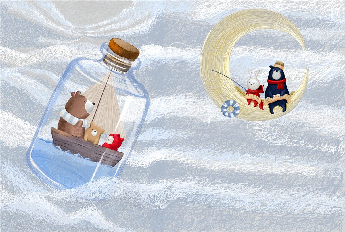 Fototapeta zwierzęta księżycowe i butelkowe