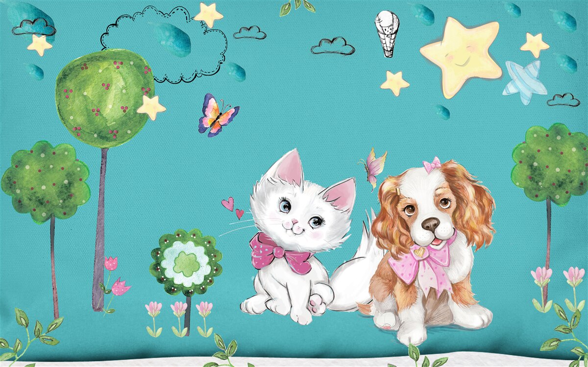 Fototapeta kot i pies wśród drzew