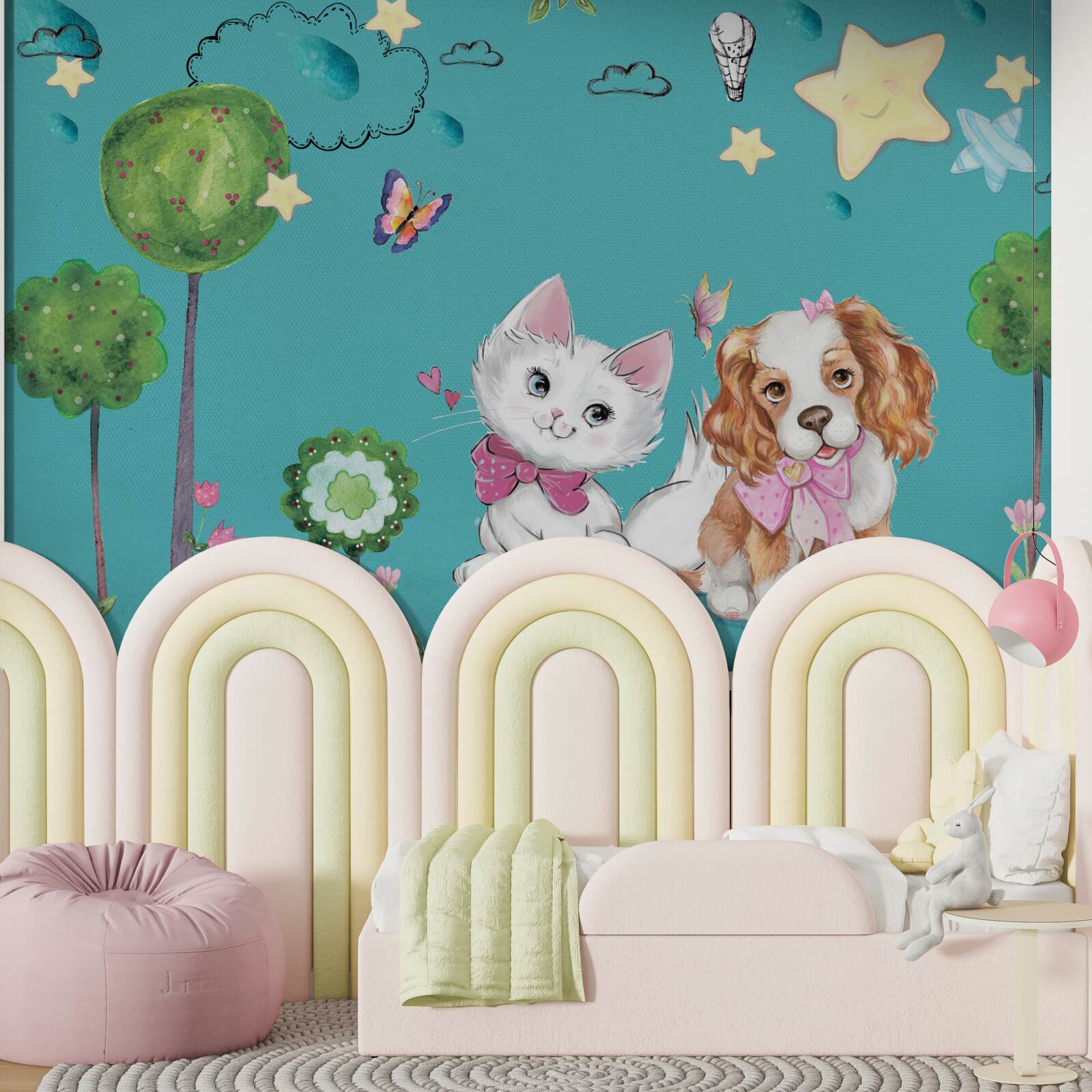 Fototapeta kot i pies wśród drzew