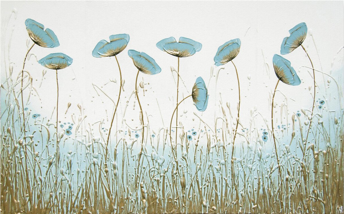 Fototapeta niebieskie kwiaty na wdzięcznych łodygach