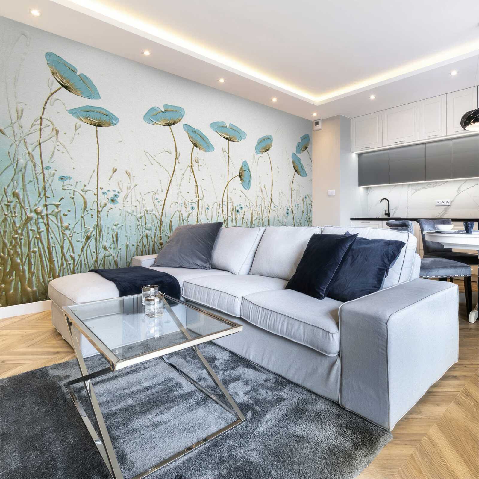 Fototapeta niebieskie kwiaty na wdzięcznych łodygach