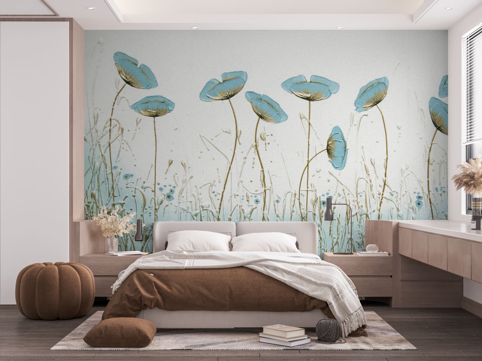 Fototapeta niebieskie kwiaty na wdzięcznych łodygach