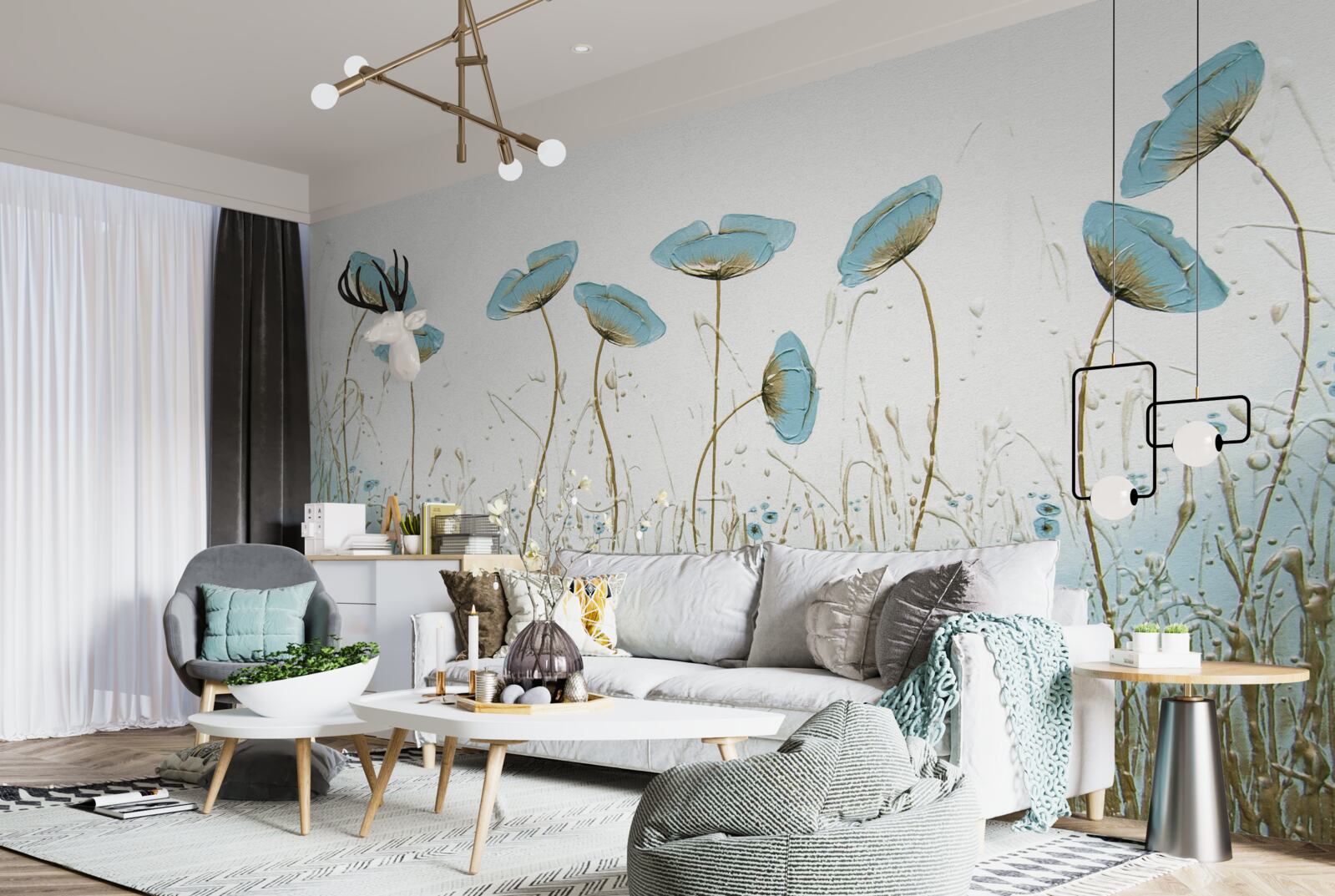 Fototapeta niebieskie kwiaty na wdzięcznych łodygach