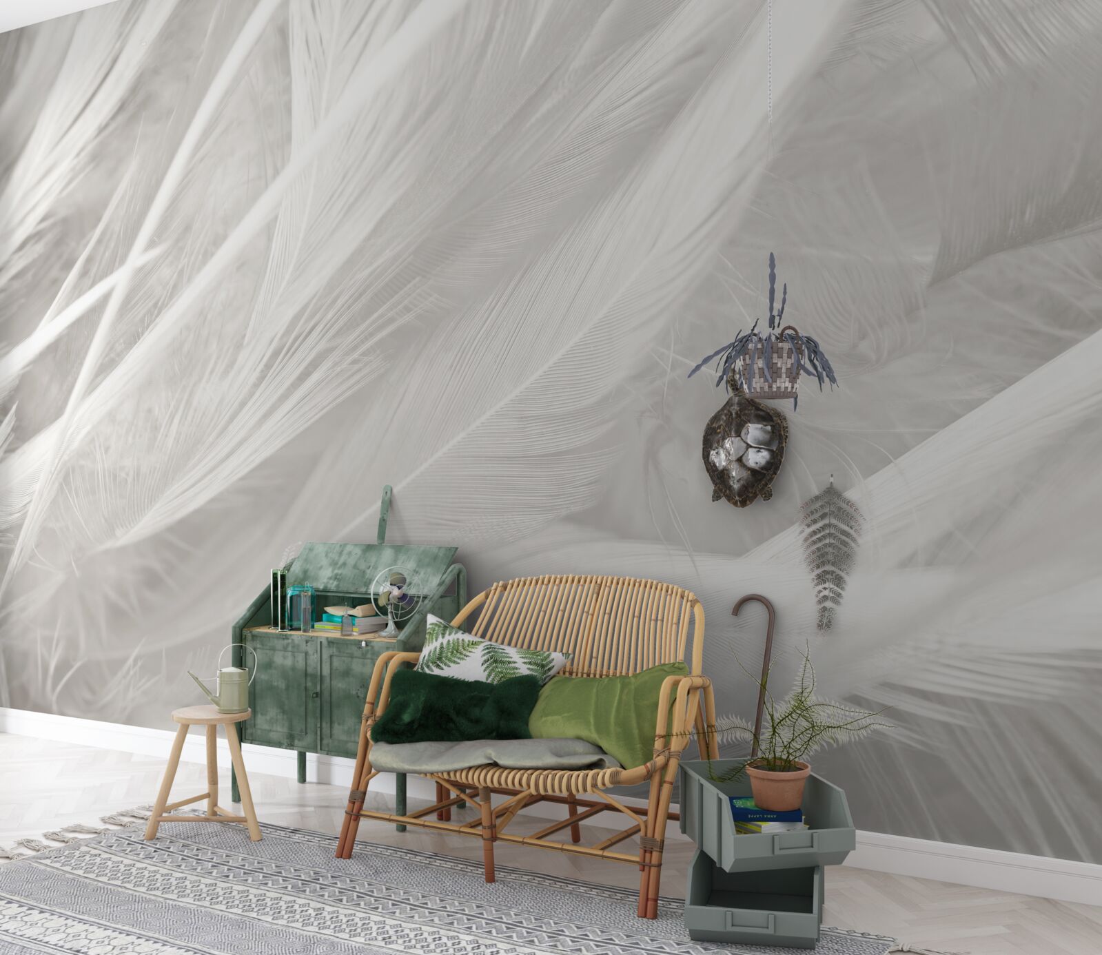 Fototapeta duża liczba jasnych piór