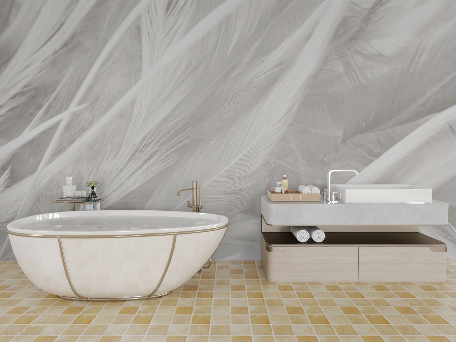 Fototapeta duża liczba jasnych piór