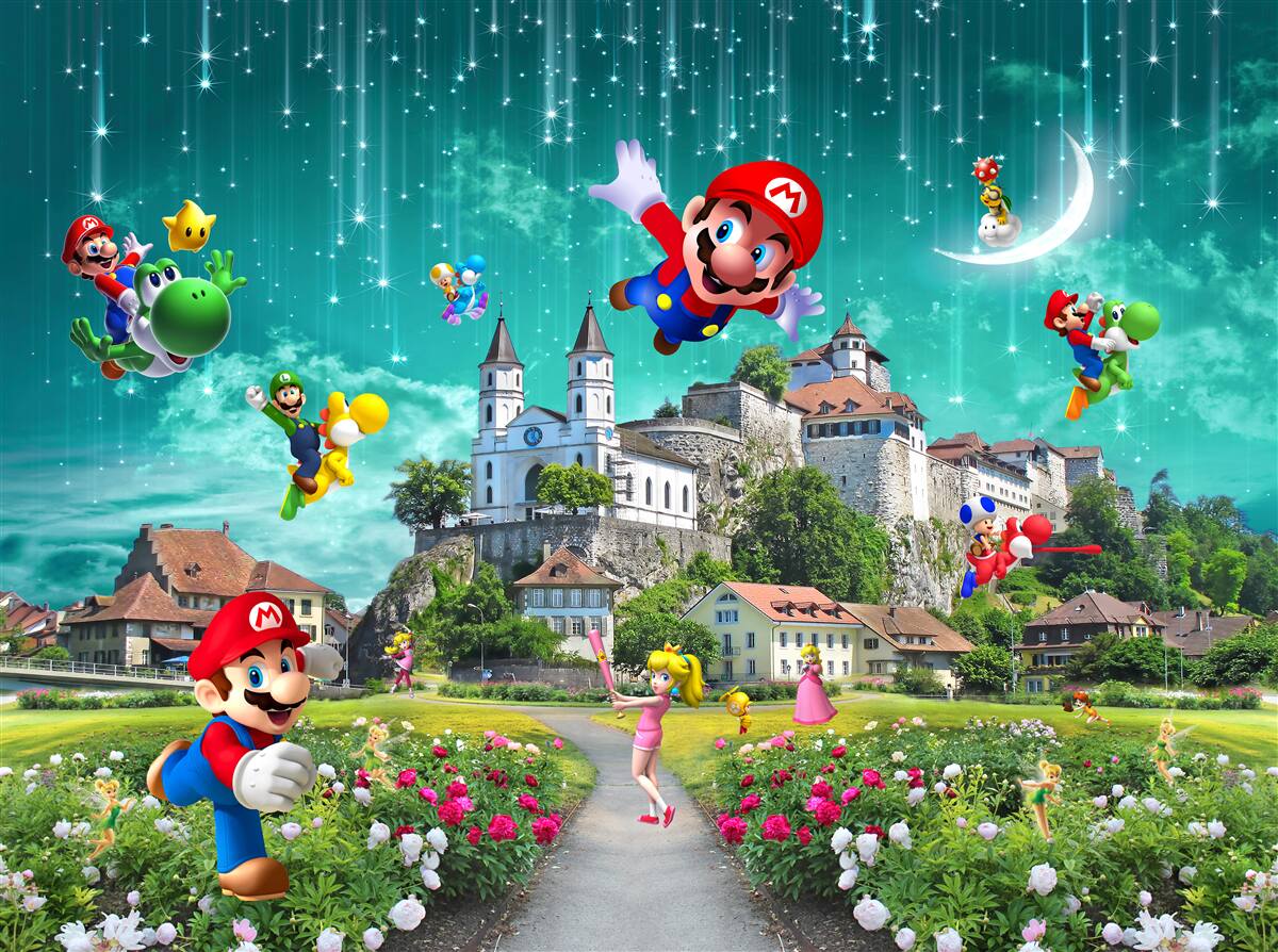 Fototapeta postacie mario w metropolii