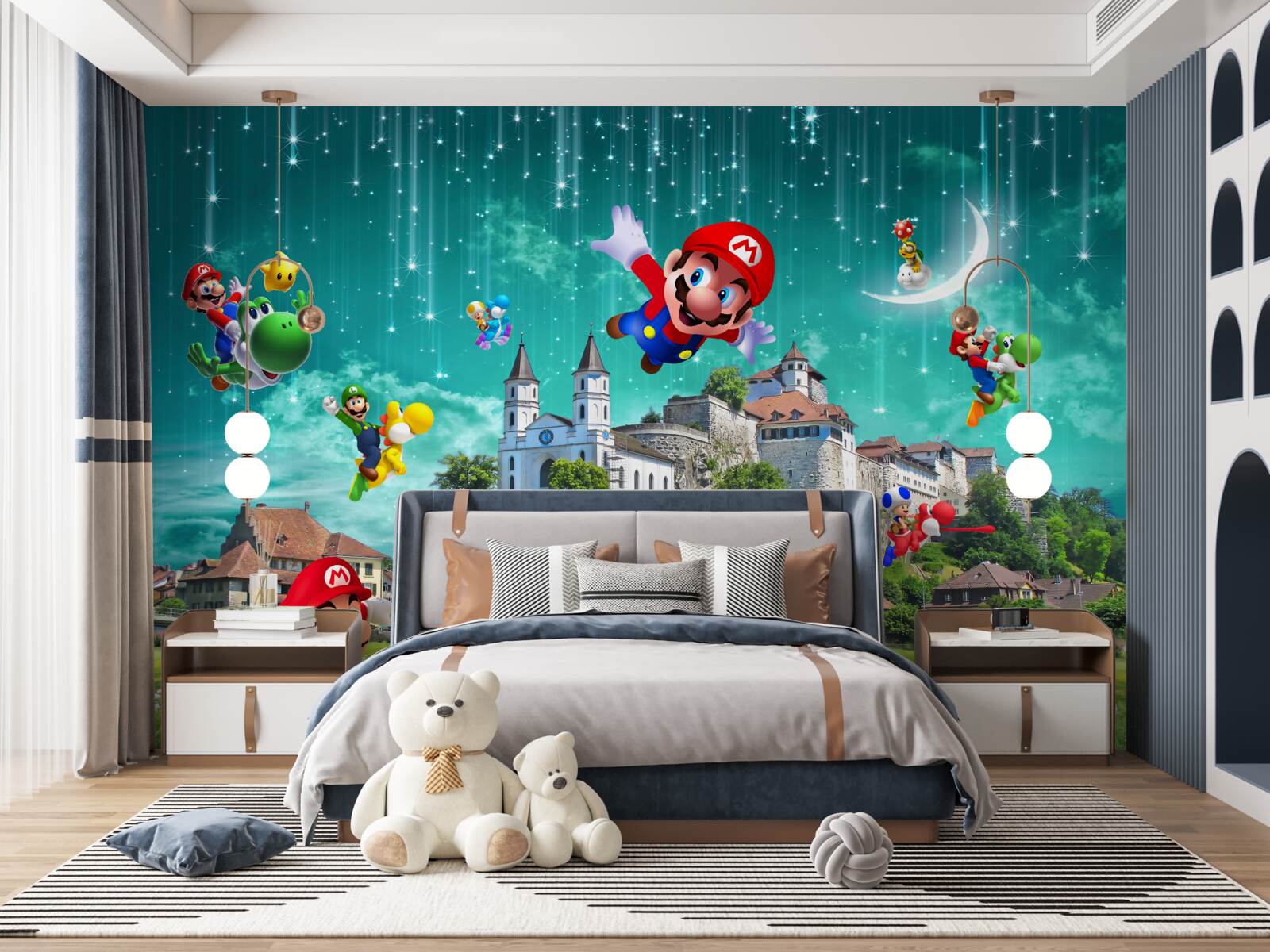 Fototapeta postacie mario w metropolii