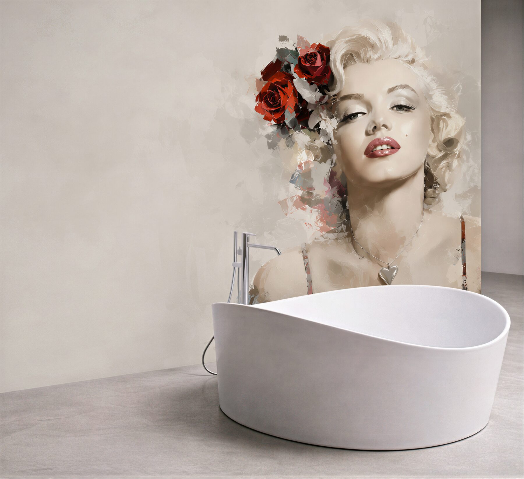 Fototapeta marilyn monroe z czerwonymi różami we włosach
