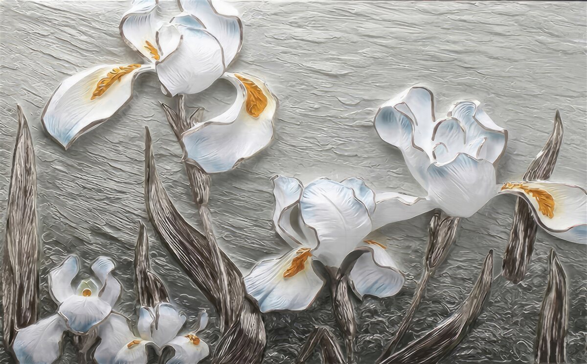 Fototapeta obszerne białe kwiaty pokazane na zdjęciu