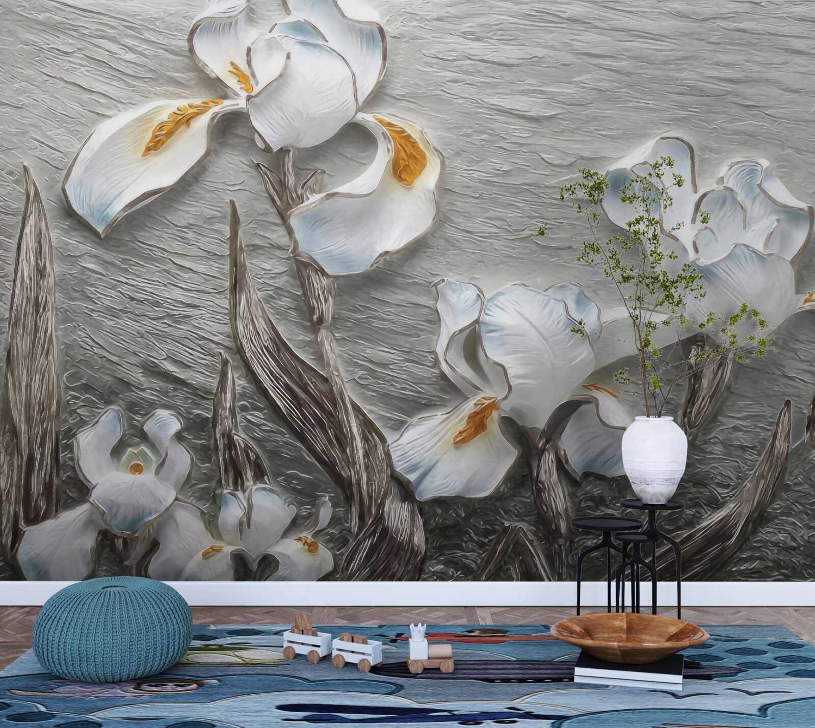 Fototapeta obszerne białe kwiaty pokazane na zdjęciu