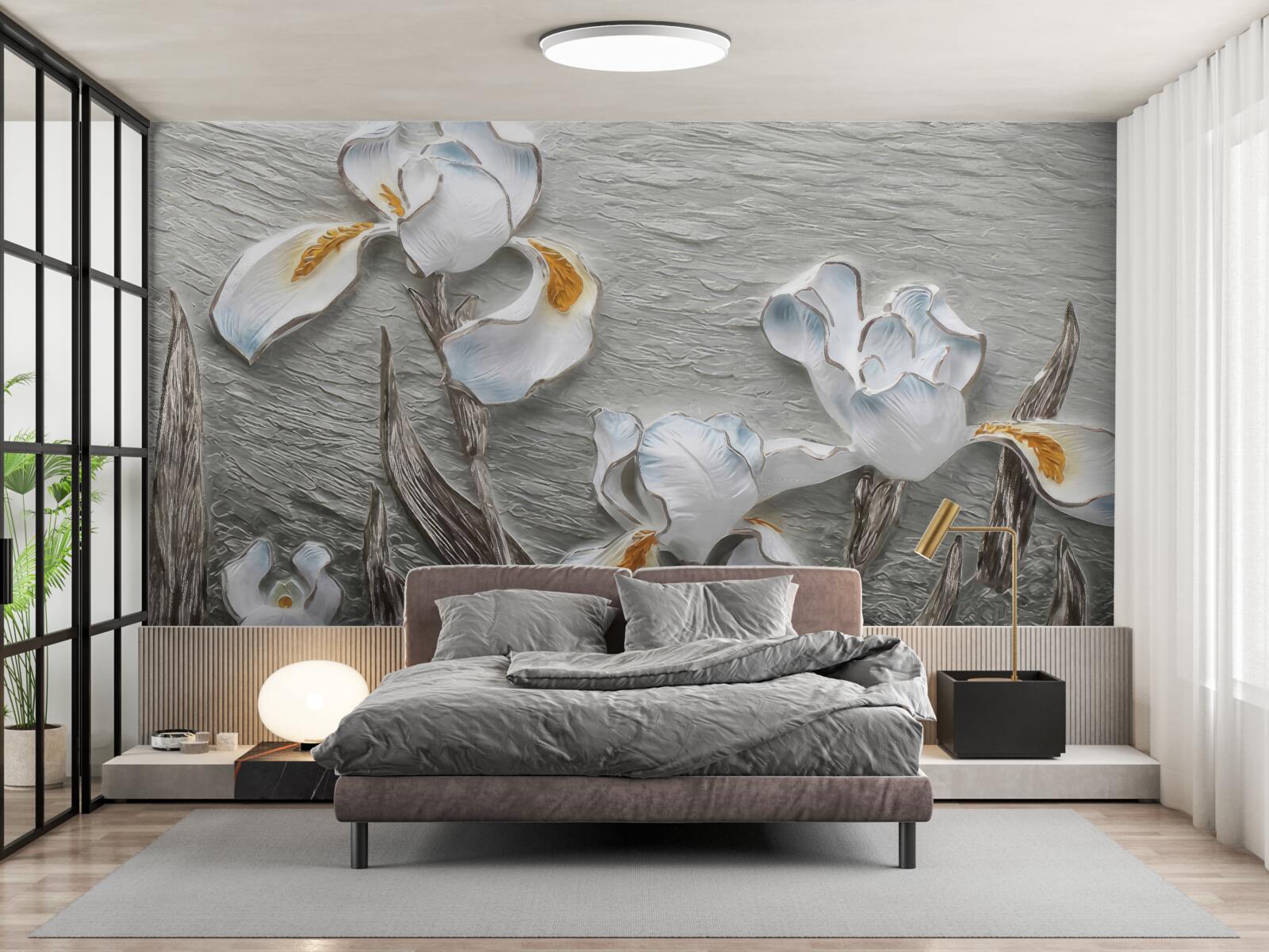 Fototapeta obszerne białe kwiaty pokazane na zdjęciu