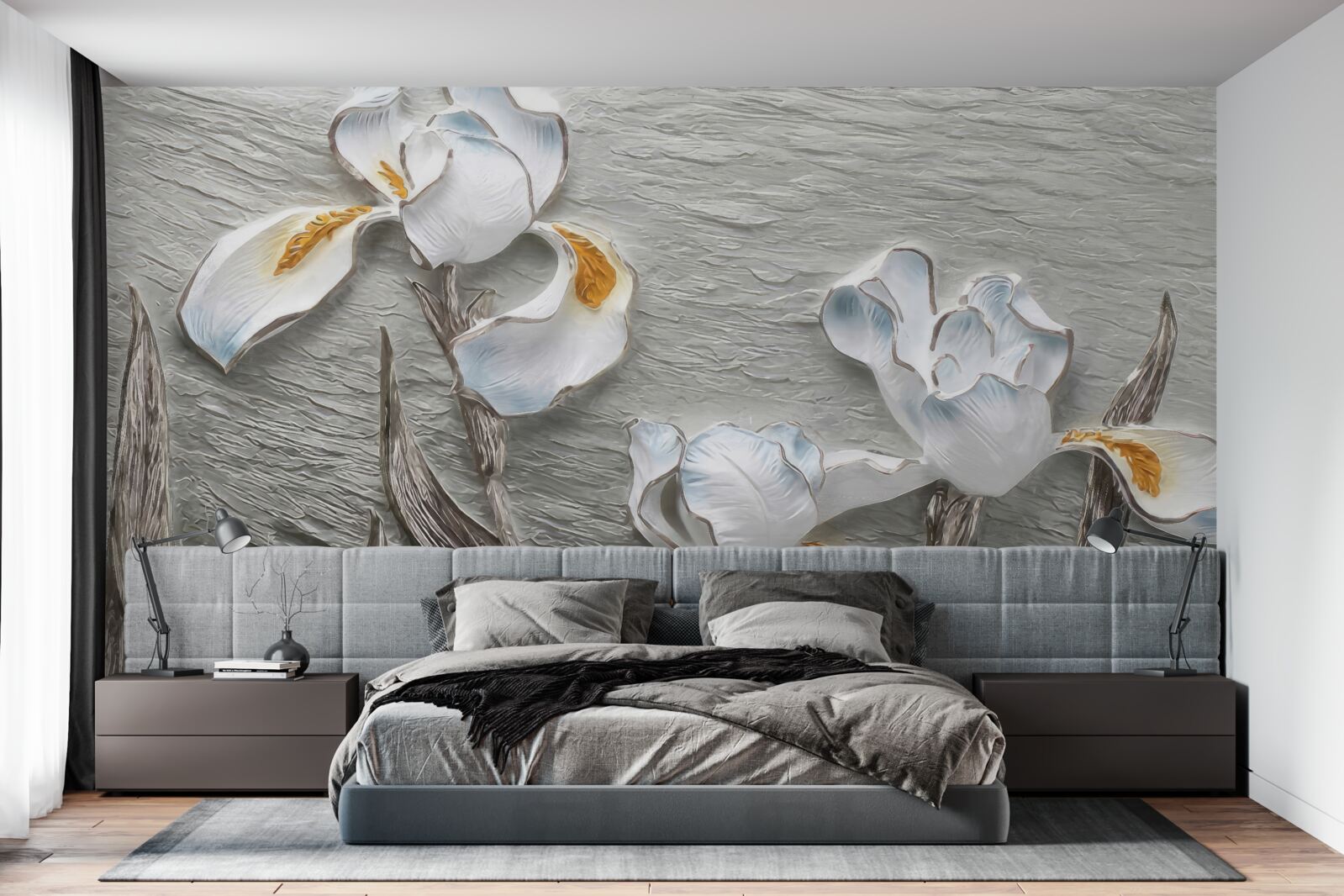 Fototapeta obszerne białe kwiaty pokazane na zdjęciu