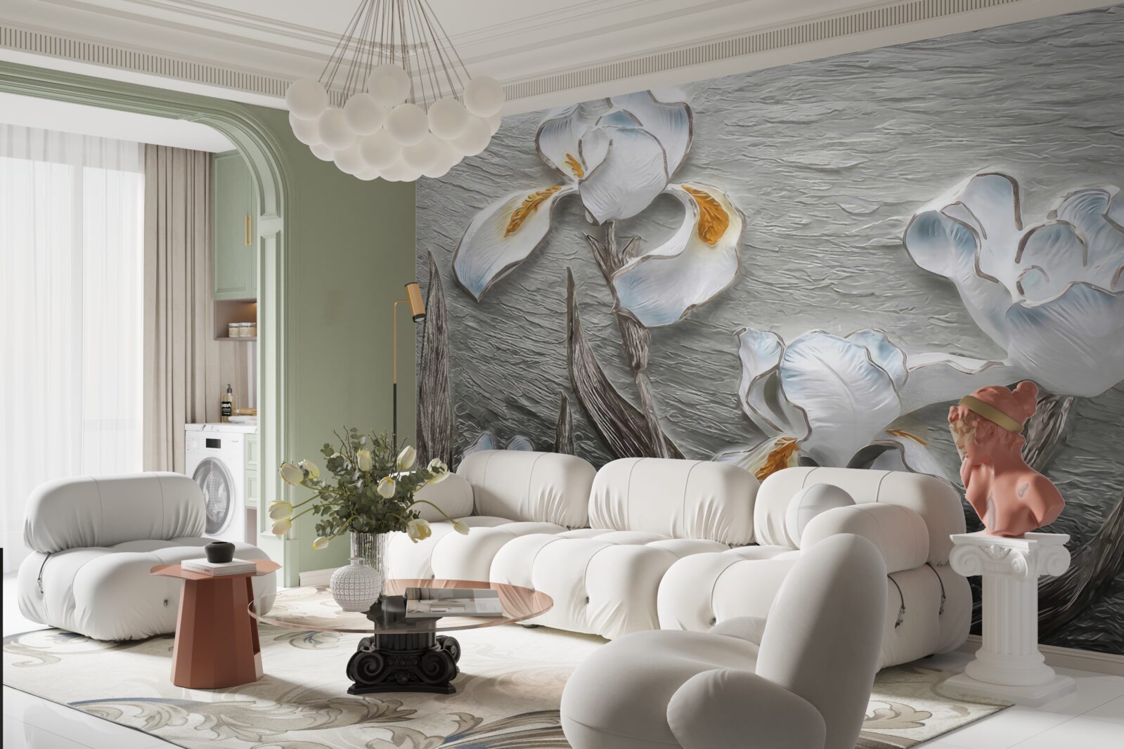 Fototapeta obszerne białe kwiaty pokazane na zdjęciu