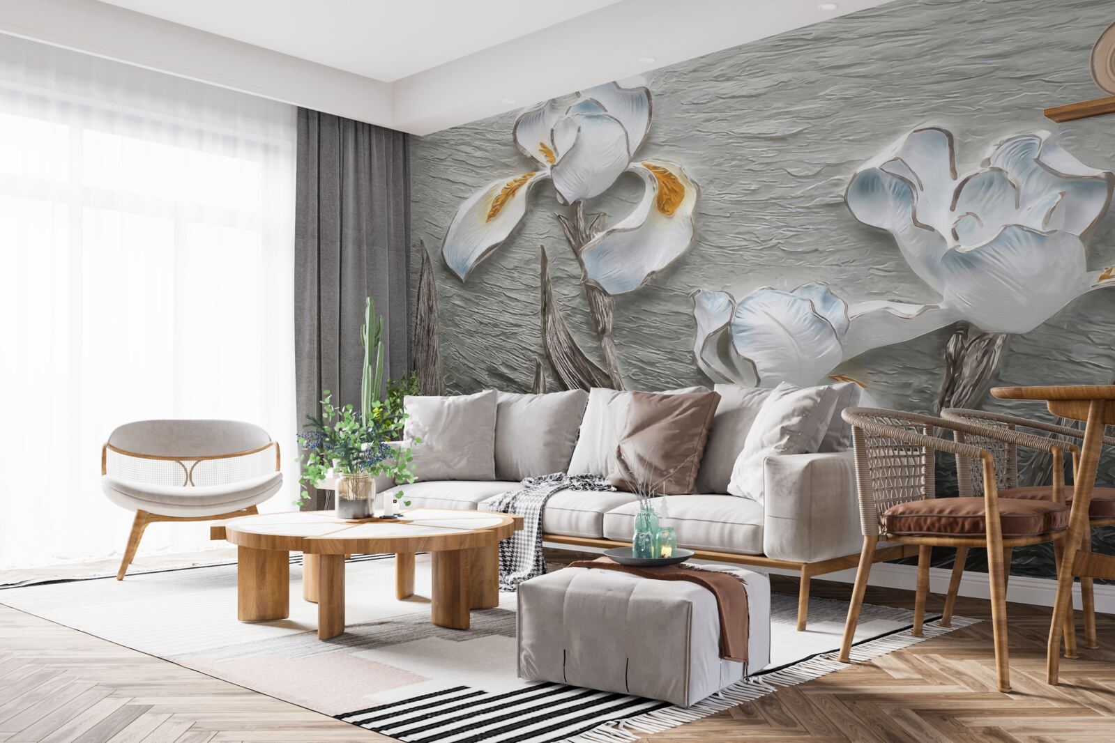 Fototapeta obszerne białe kwiaty pokazane na zdjęciu