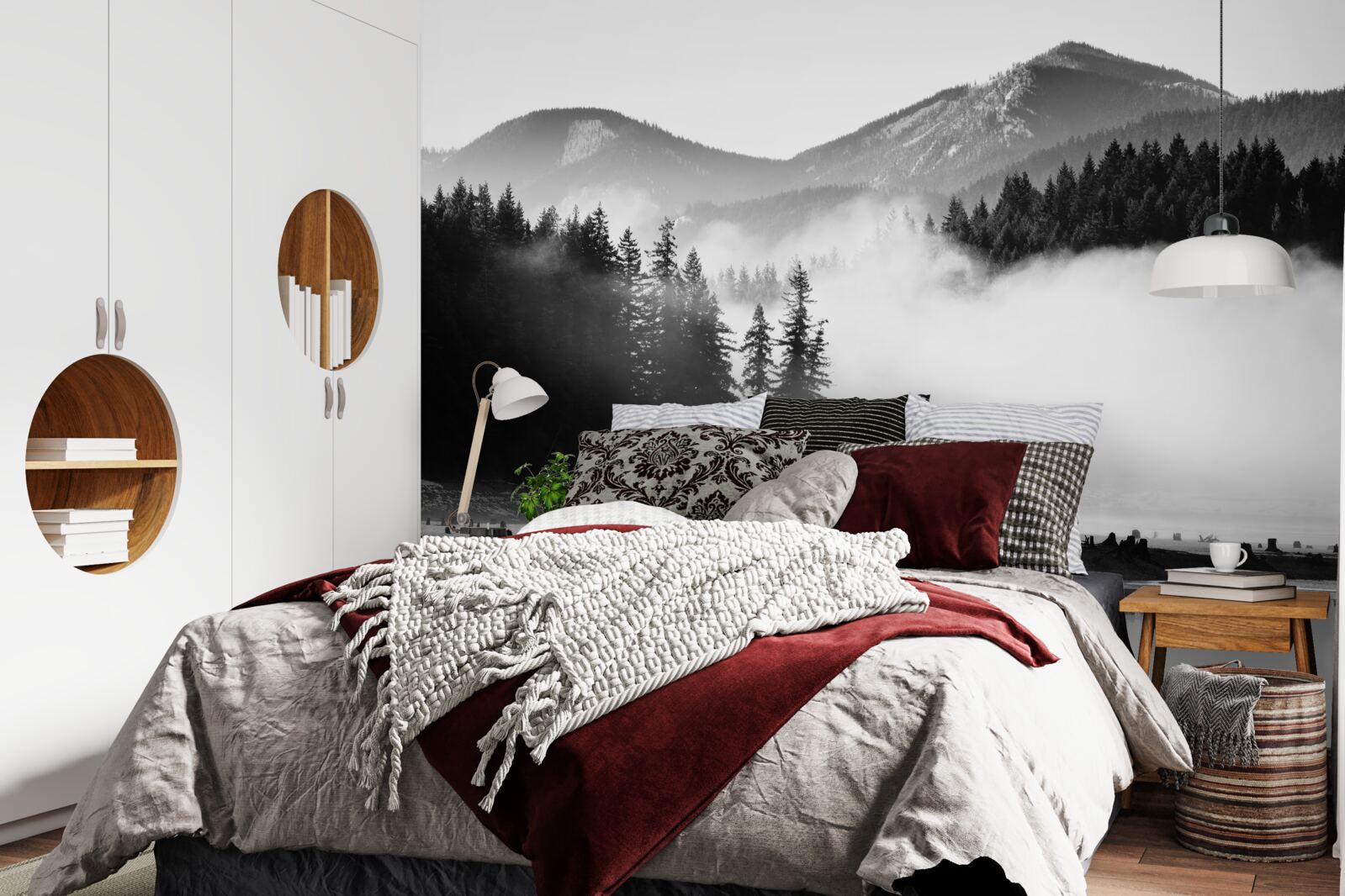 Fototapeta ośnieżone szczyty zasłonięte mgłą