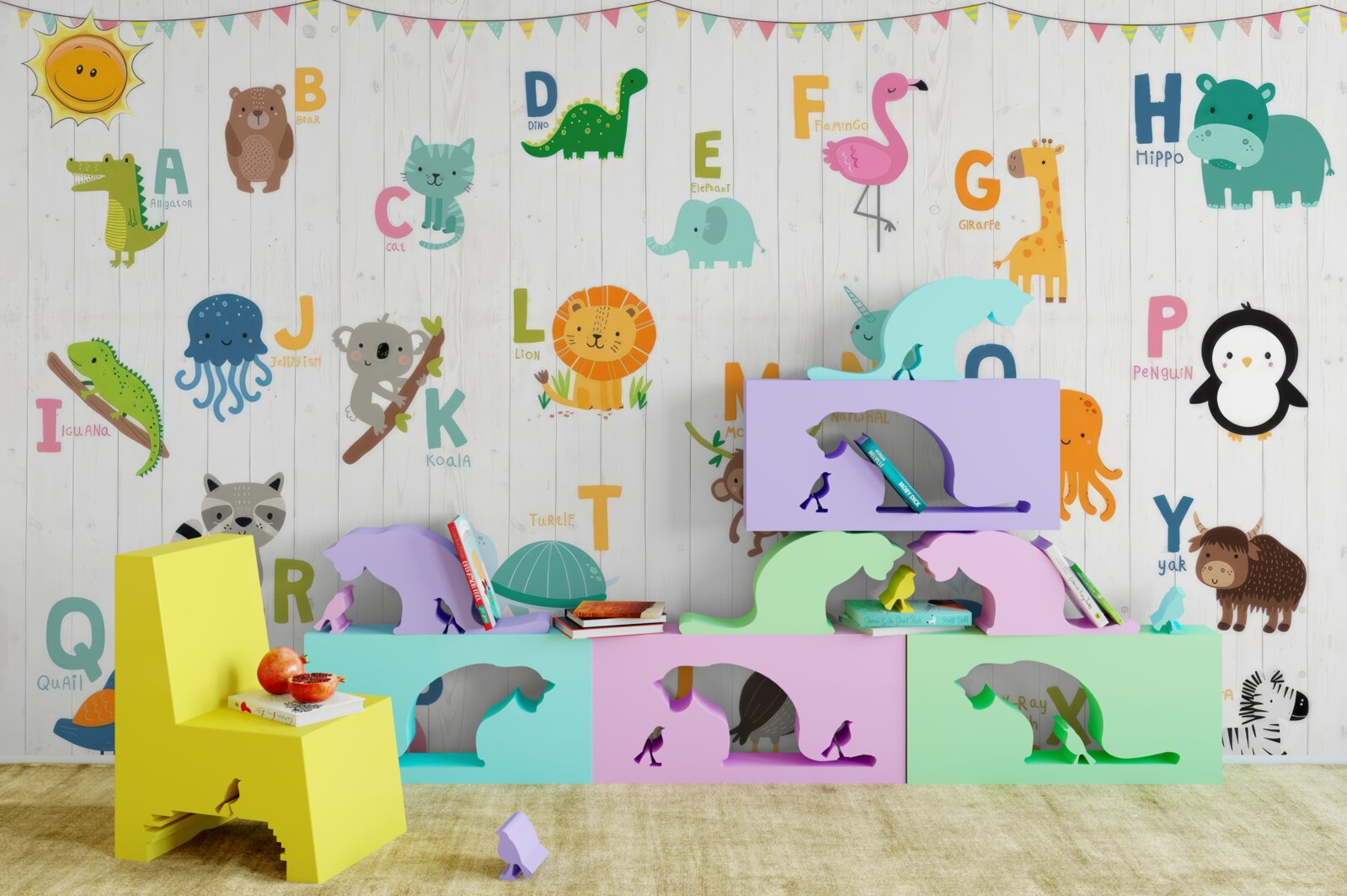 Fototapeta alfabet z wizerunkami zwierząt